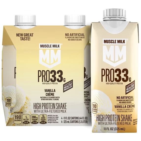 Muscle Milk Pro 33g High Protein Shake Ultra Filtered Milk, Vanilla Creme, 11 fl