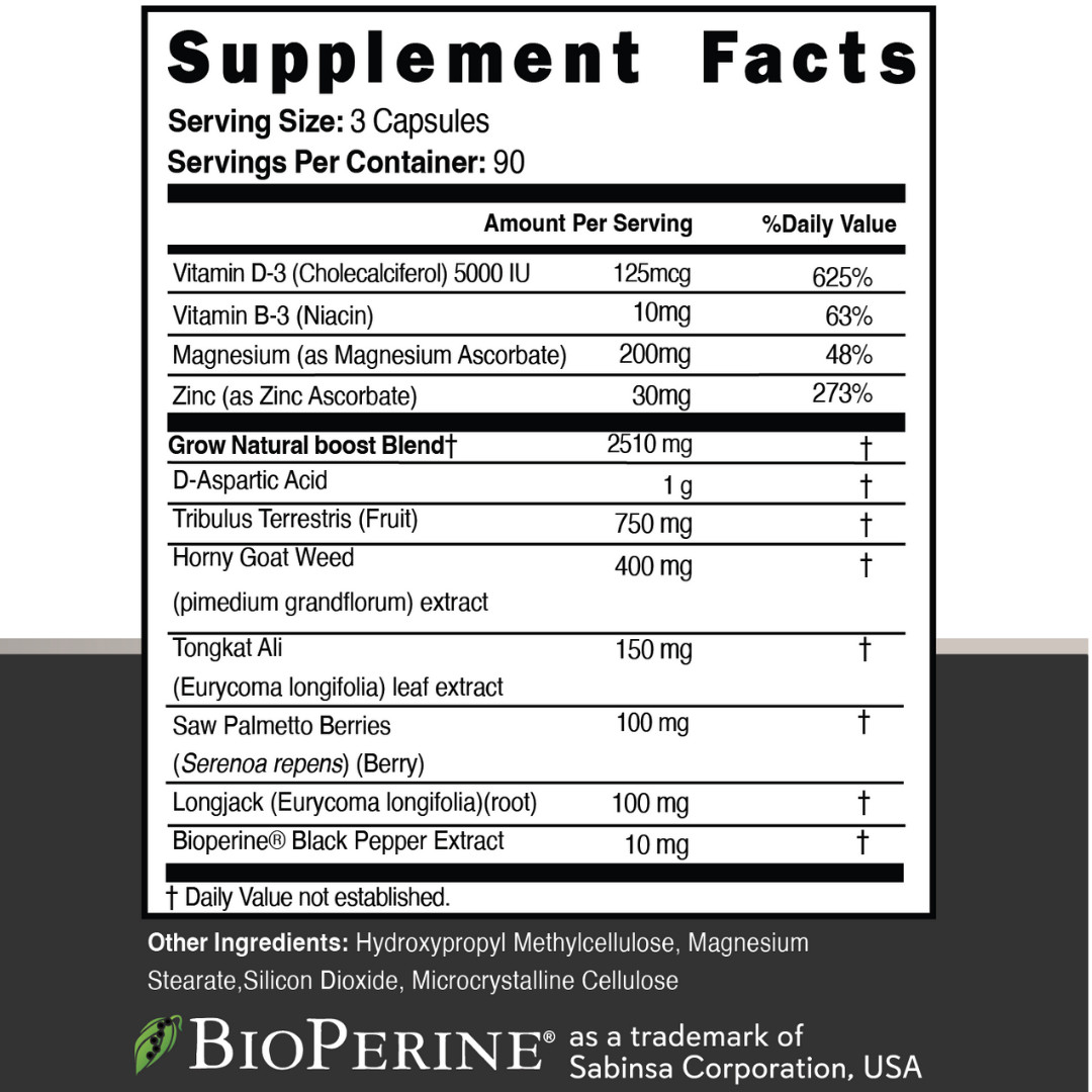 Testosterone Booster for Men, Male Enhancement Pills, Energy, Libido 90 Capsules