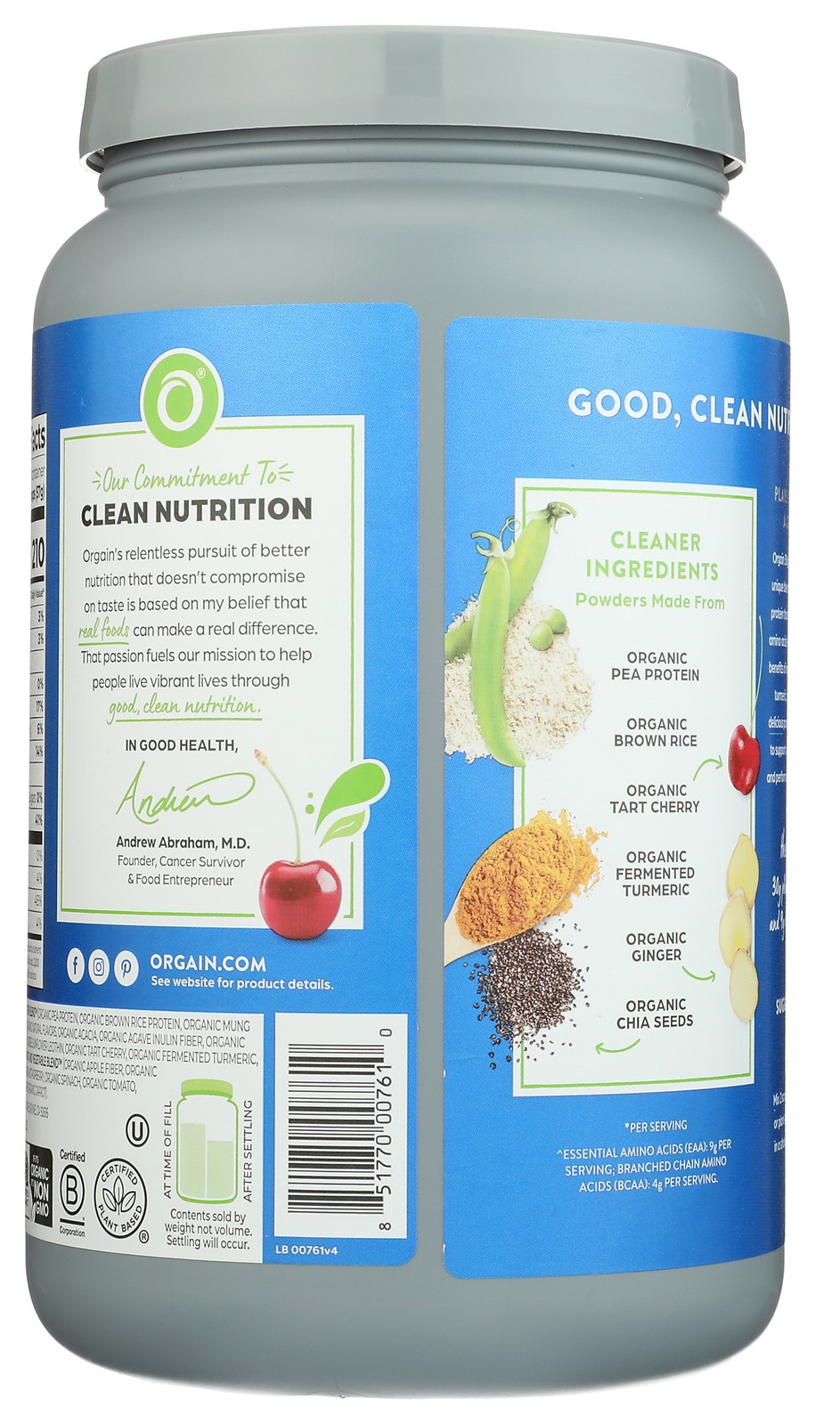 Orgain Vanilla Plant-Based Protein Powder 2.01 Lb 1 Pack