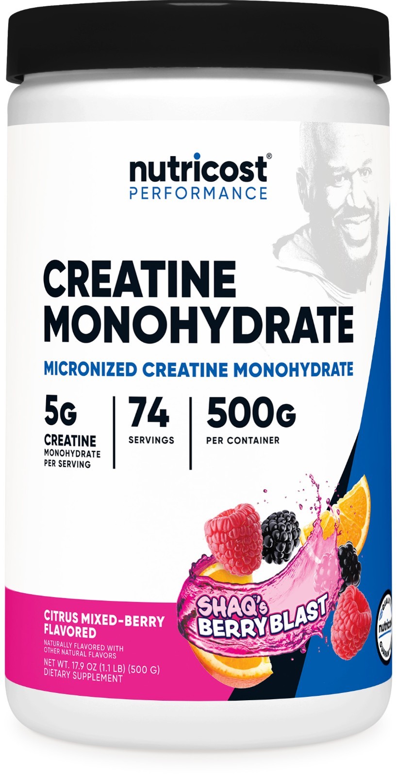 Nutricost Creatine Monohydrate Powder (Shaq’s Berry Blast, 500 Gram) – GMO-Free