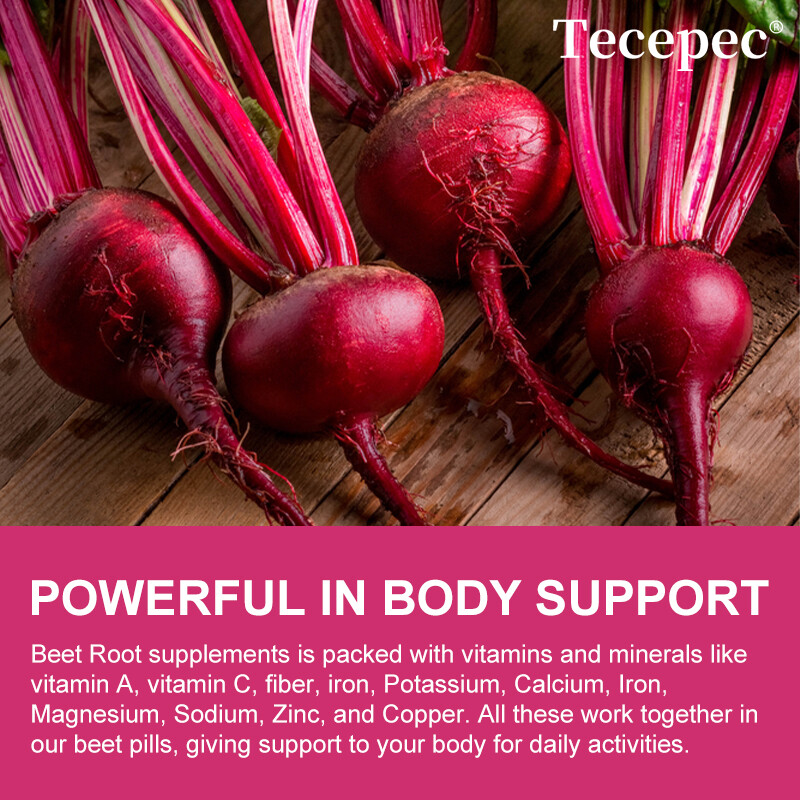 Organic Beet Root Powder Capsule 1300mg per serving Aids in Healthy Circulation