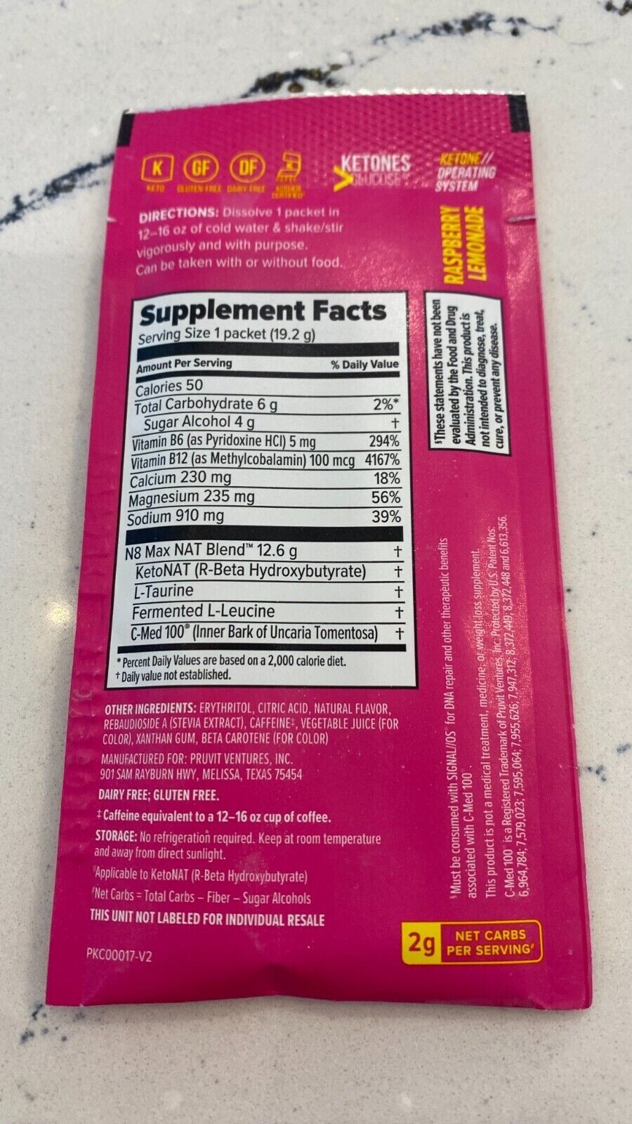 🔥Pruvit Keto OS NAT Ketones Charged Raspberry Lemonade 5 pack Exp. 2027