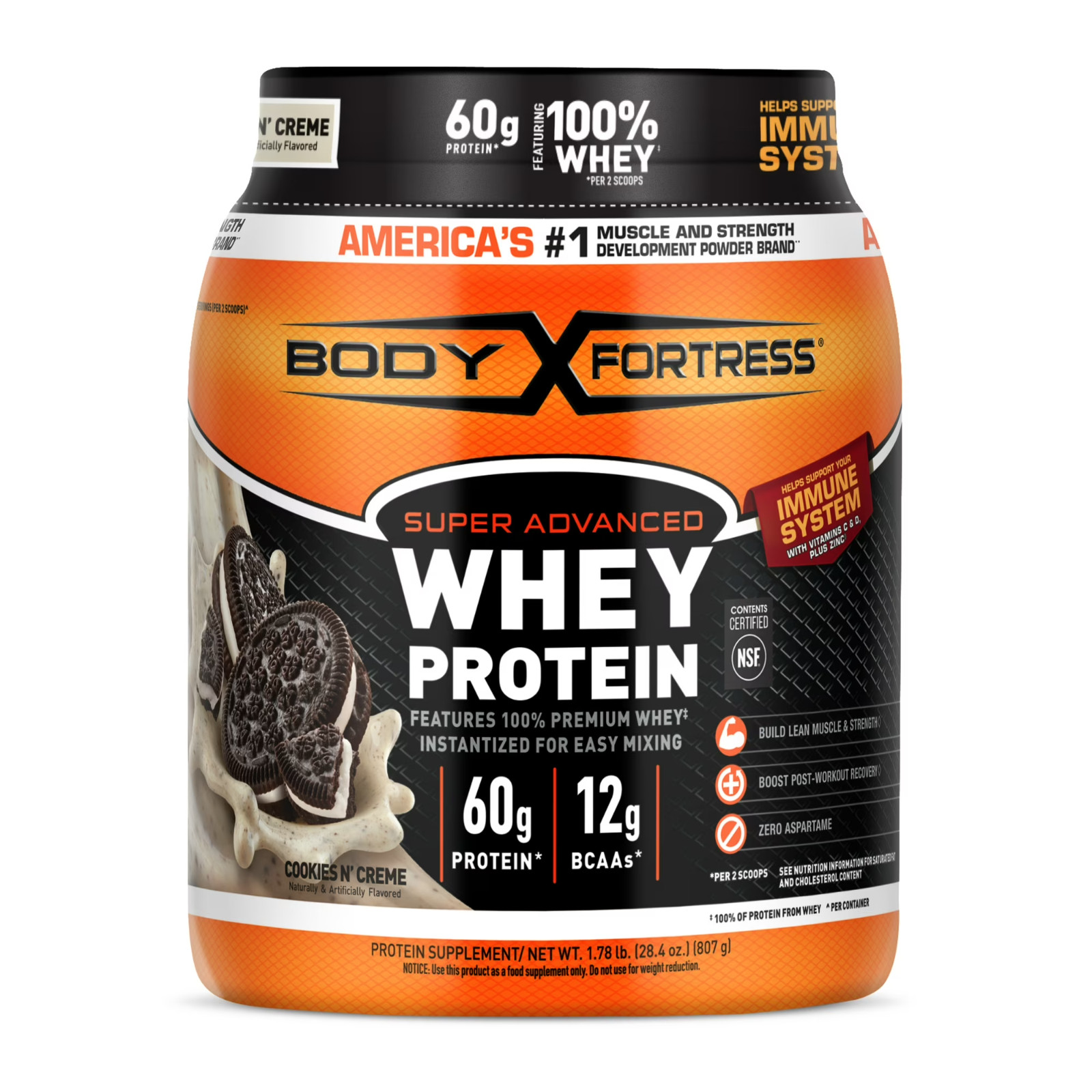 Body Fortress Super Advanced 100% Premium Whey Protein Powder Cookies N’ Creme