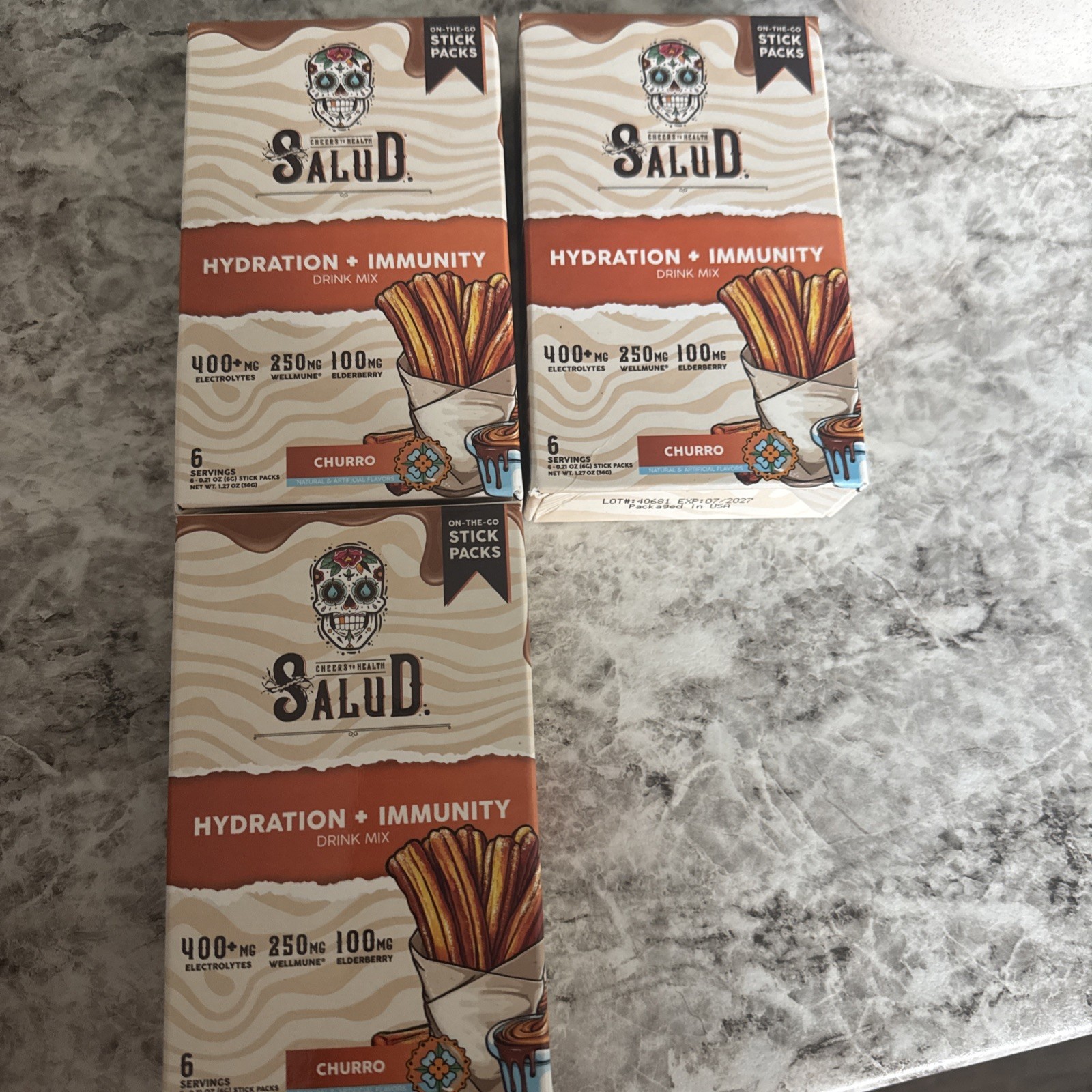 SALUD Hydration + Immunity Drink Mix, 6 Stick Packs On-The-Go Sticks exp 06/2027