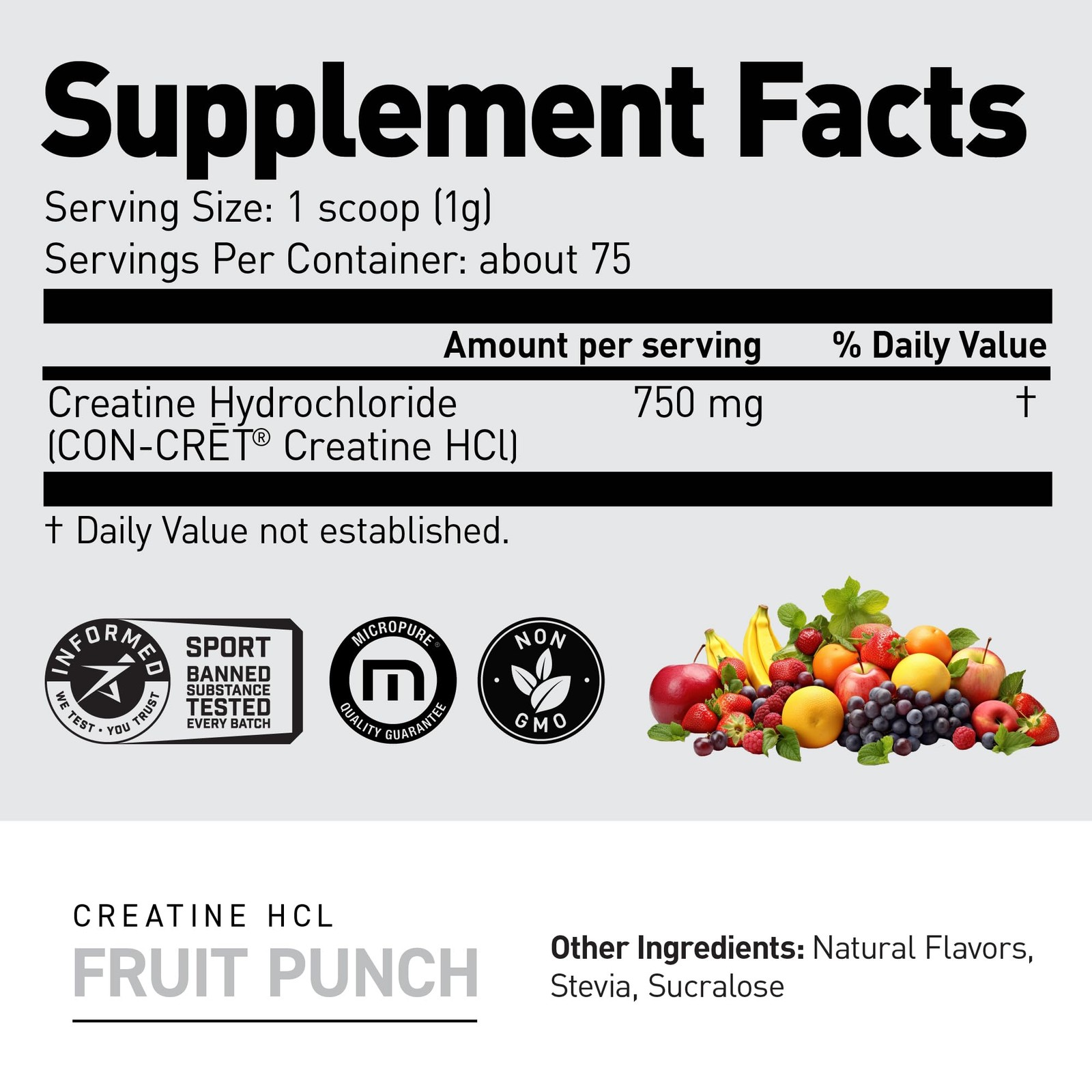 Creatine HCl Powder | 7X Concentrated 2.65 Ounce (Pack of 1), No Color
