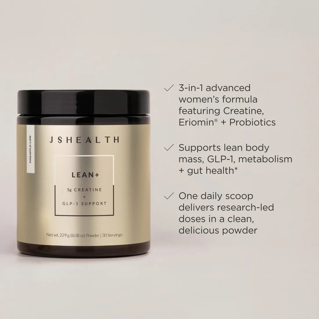 JS Health Lean+ Powder Formula enhanced for metabolic, gut support