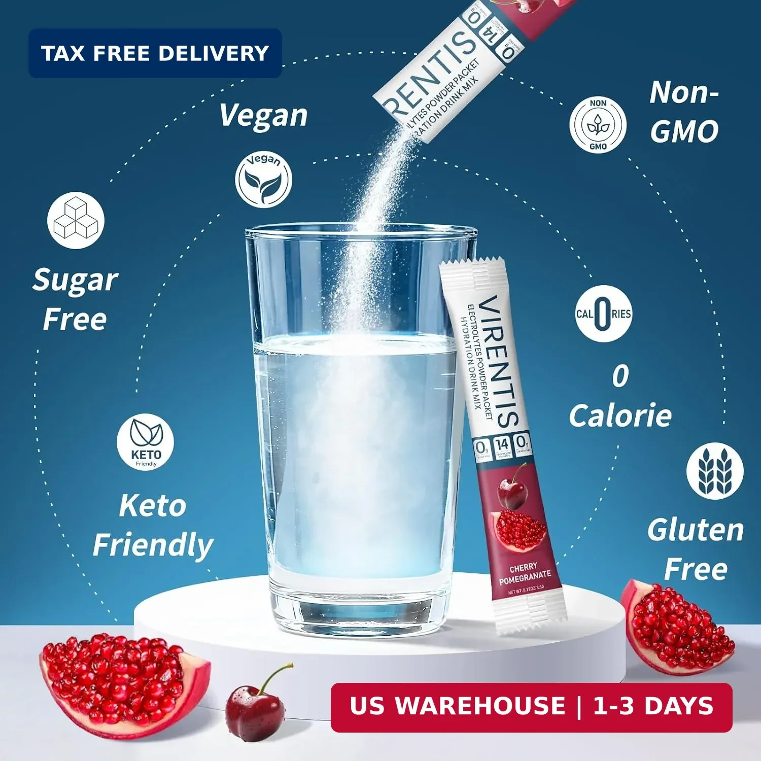 16 Sticks Electrolytes Powder Packets Sugar Free Hydration Packets Liquid Daily