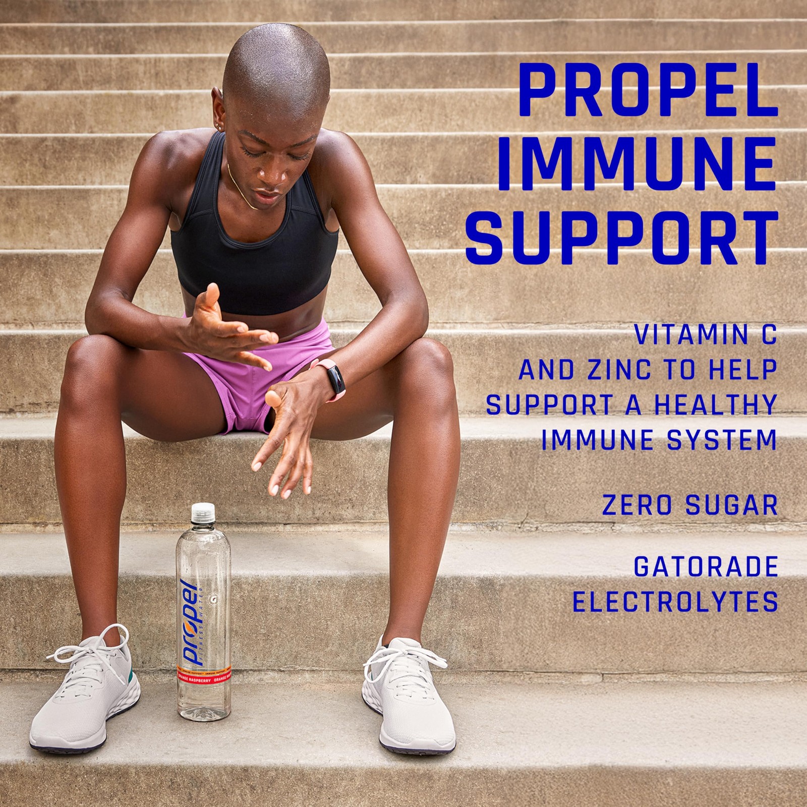 Propel Immune Support Electrolyte Enhanced Water 16.9 Fl Oz (Pack of 12)