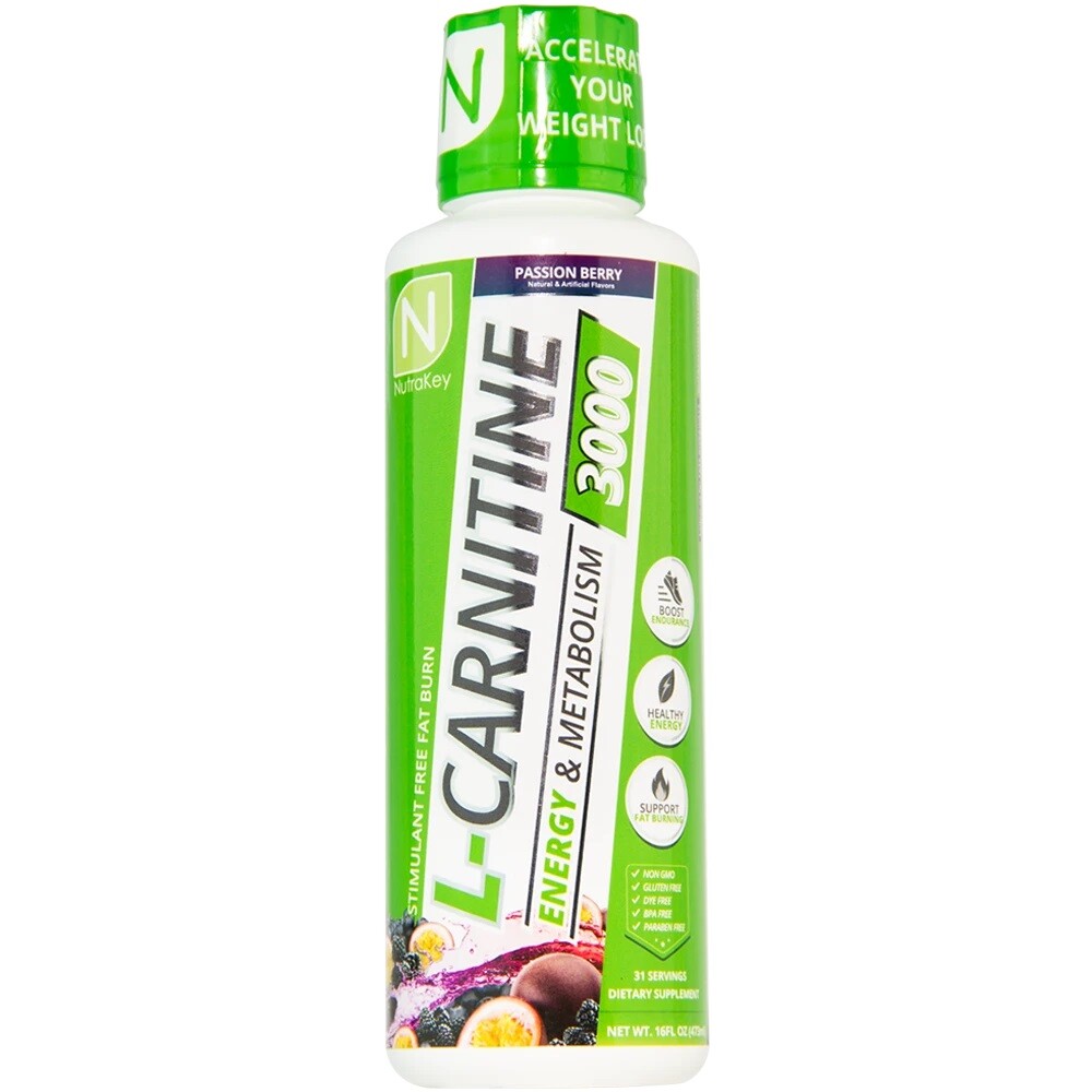 Nutrakey L-CARNITINE Liquid 3000 mg Fat Burner Energy / Metabolism Support 16 oz