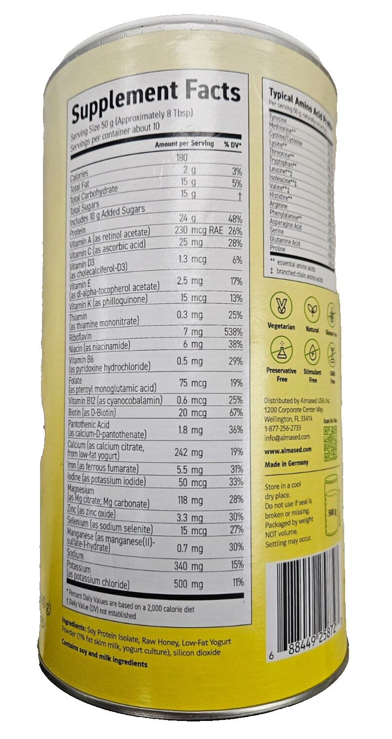 Almased Weight Loss Meal Replacement Shake Low-Glycemic Protein Powder 17.6oz __