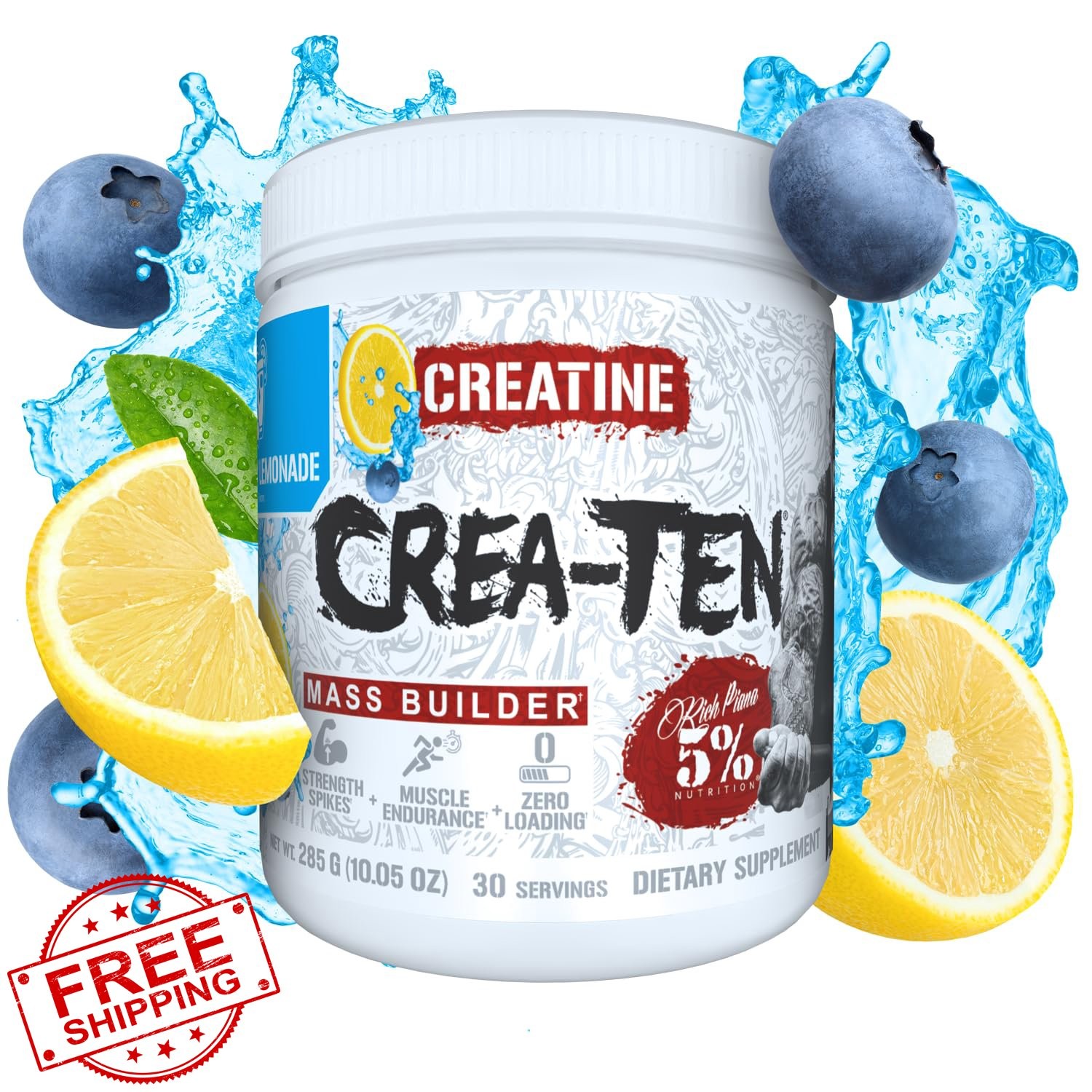 5% Nutrition CreaTEN Blueberry Lemonade Creatine Powder