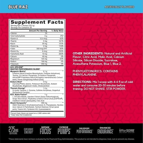 BSN N.O.XPLODE Pre Workout Powder,Energy Supplement for Men and Women ,1.2 Pound