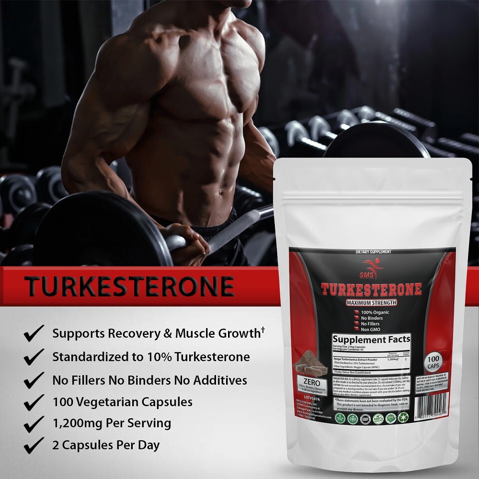 TURKESTERONE 10% AJUGA TURKESTANICA Strong Potency Extract 200 Veggie Capsules