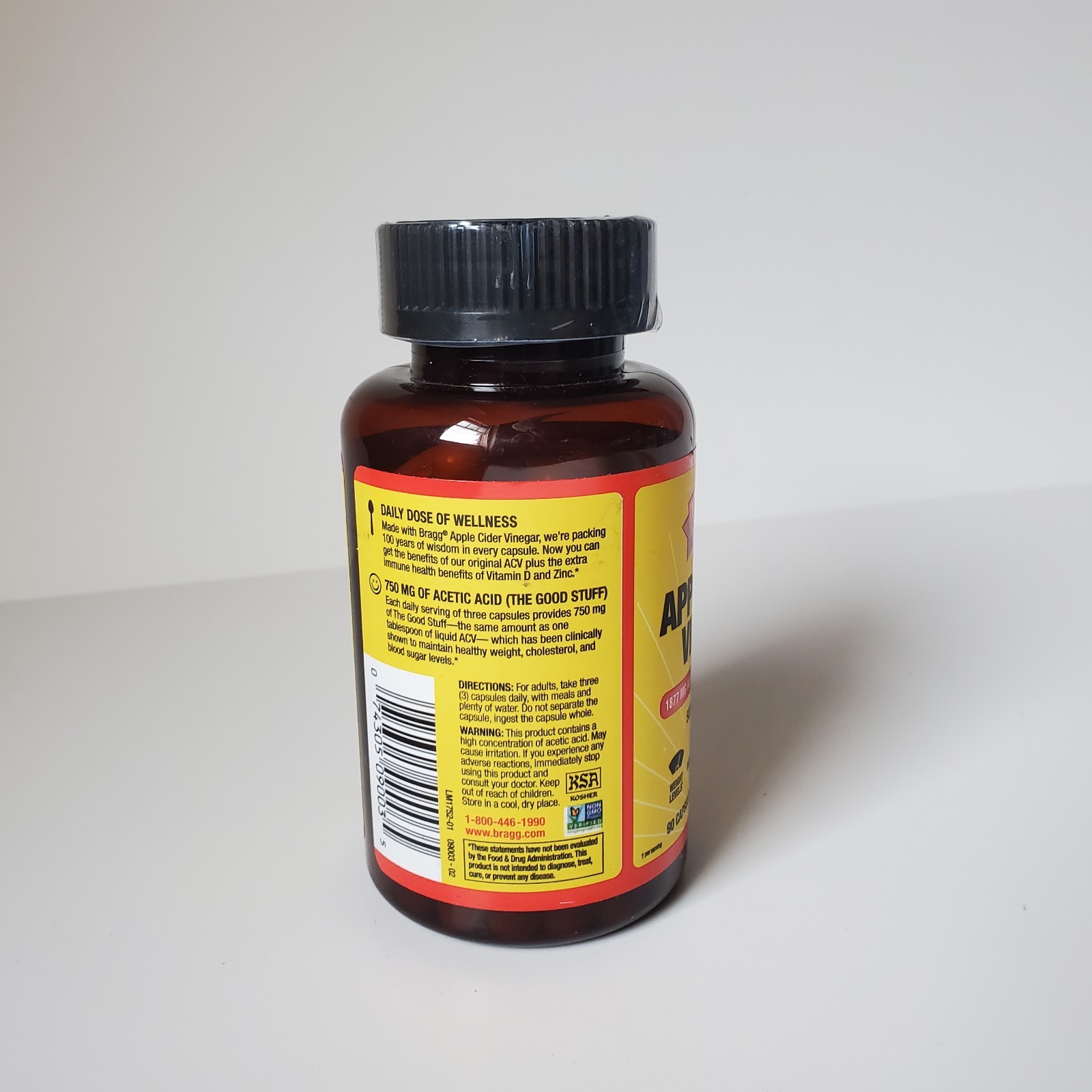 1 Bottle Apple Cider Vinegar Capsules with Vitamin D & Zinc 90 Capsules BB 11/26