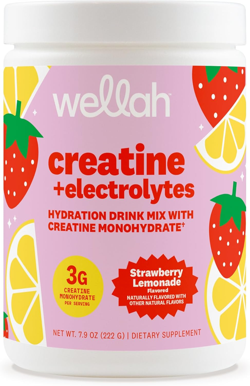 Creatine + Electrolytes Powder (Strawberry Lemonade) 30 Servings – Hydration Dri