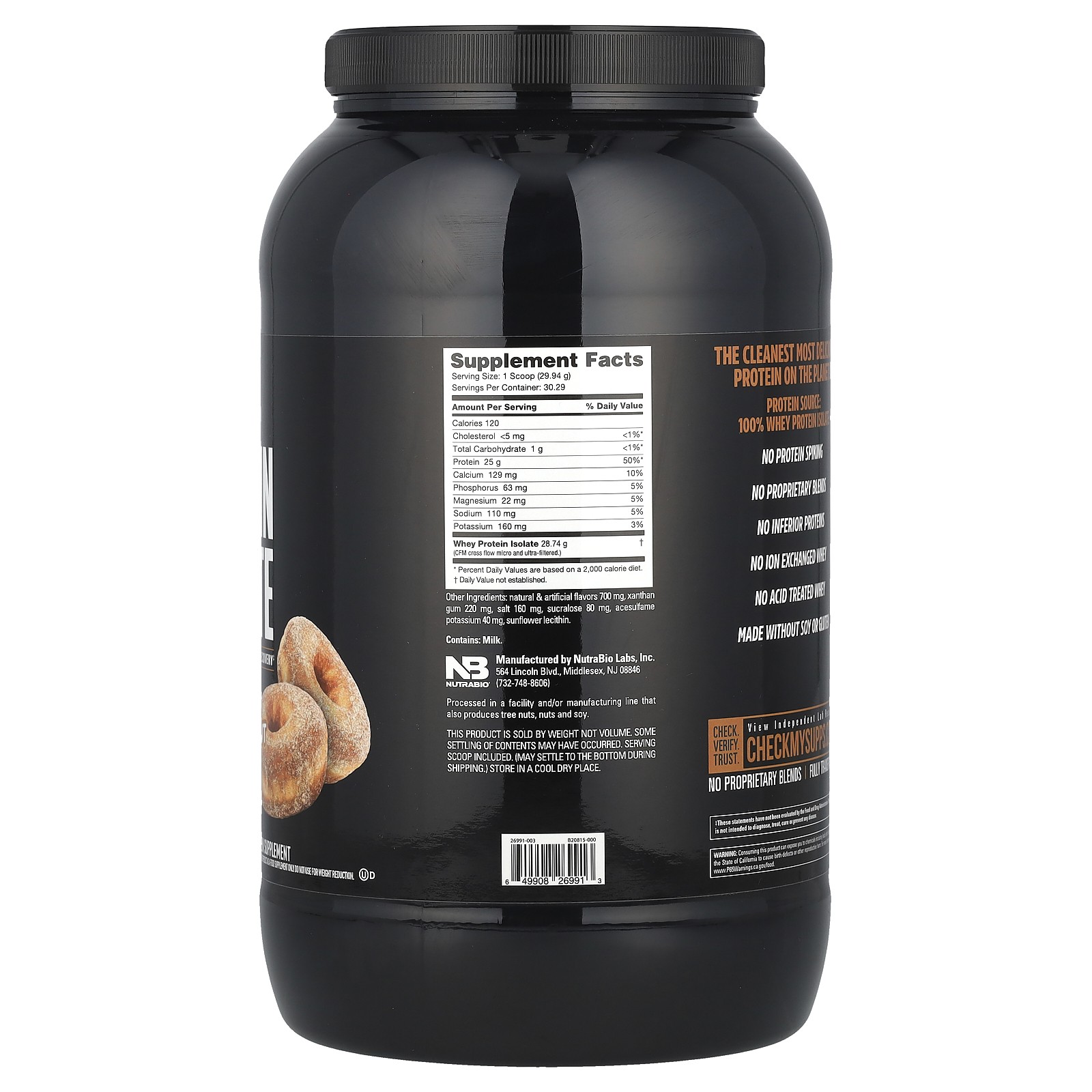 Whey Protein Isolate, Cinnamon Sugar Donut, 2 lb (907 g)