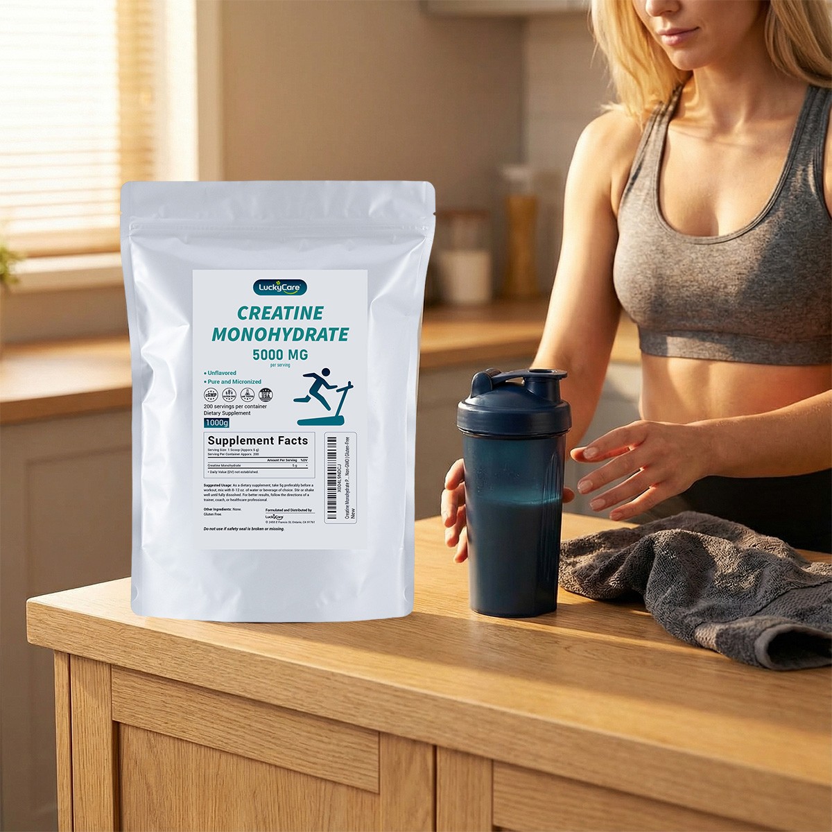 Creatine Monohydrate 100% Pure Powder 1000g (2.2 lb) Micronized 5g 200 Servings