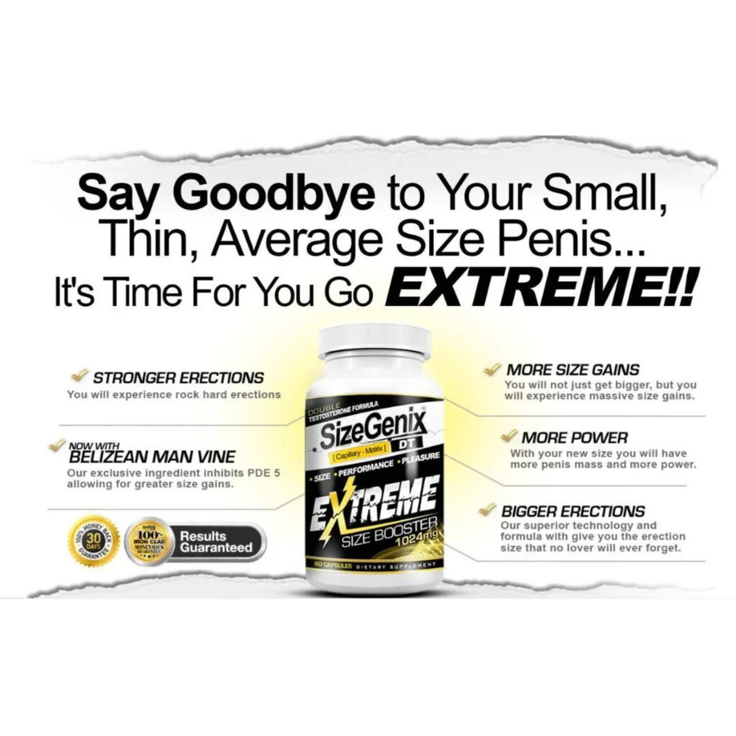 SizeGenix Men’s Health Supplement 1 Month Supply Boost Energy US Shipping New