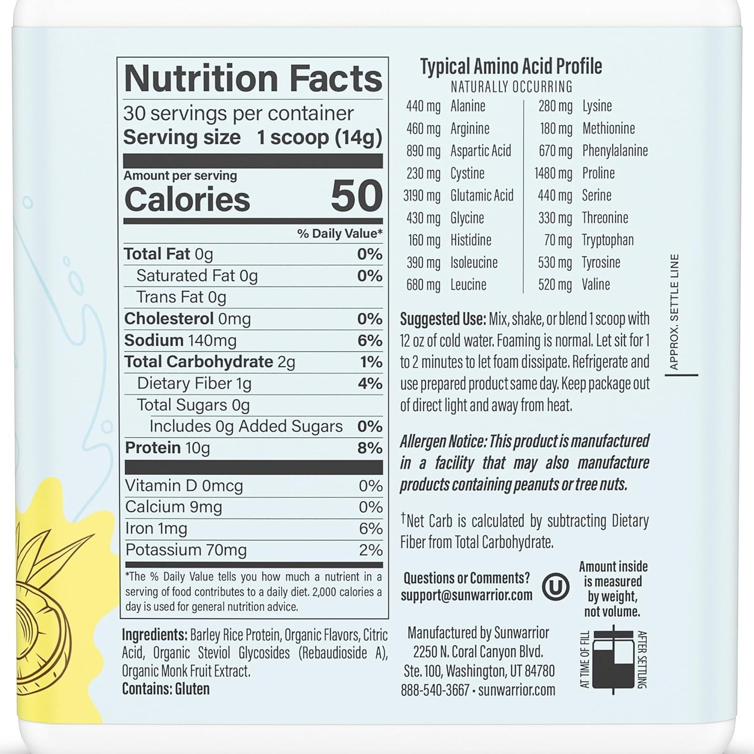Sunwarrior Sunwarrior Protein Water Mix Vegan Plant-Based Protein 14.8 oz