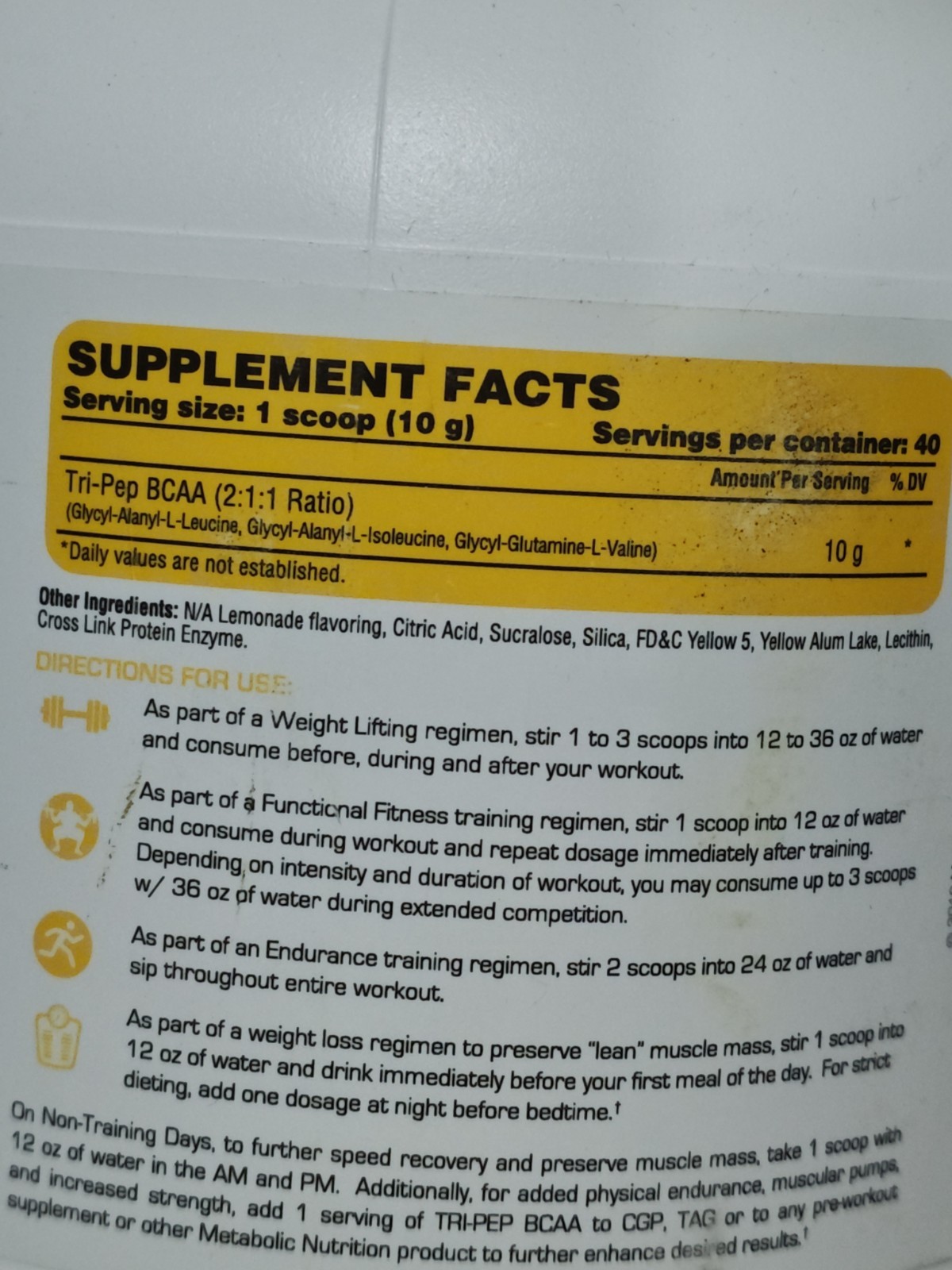 Tripep BCAA 400g 40 Servings Branched-Chain Amino Acids Powder Lemonade