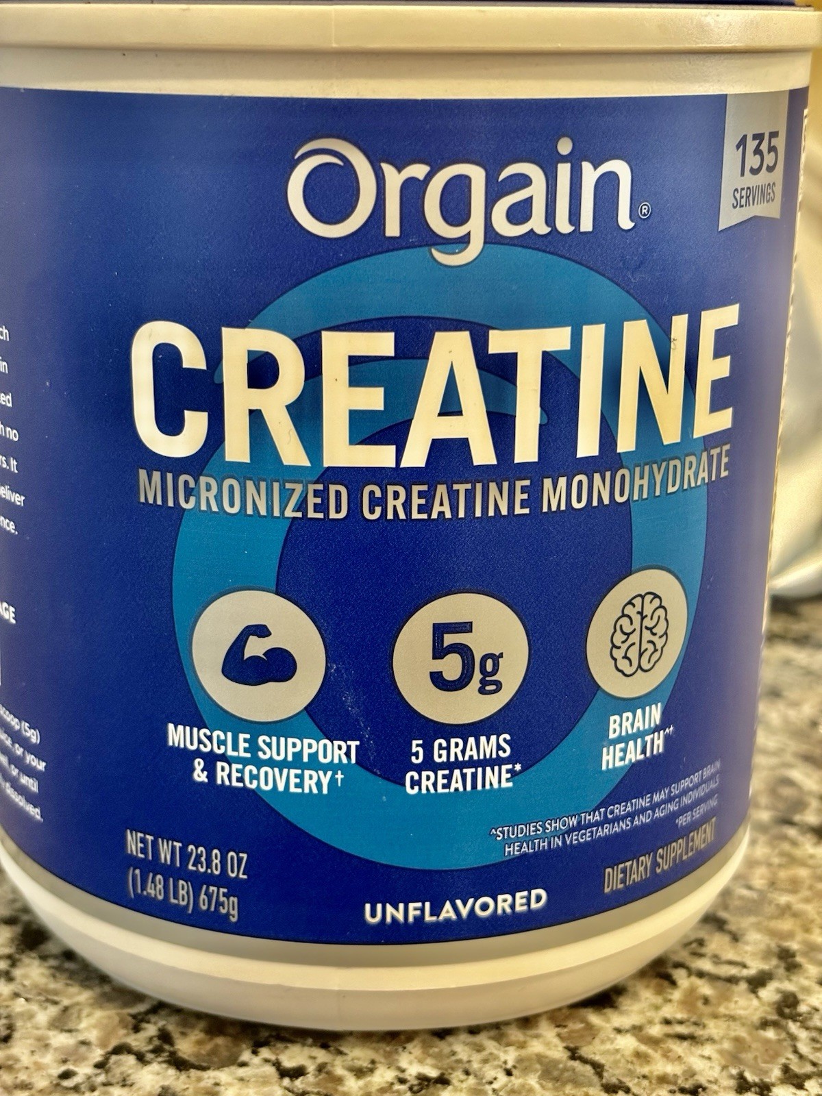 Orgain Micronized Creatine Powder Unflavored 23.8 oz 135 Sv Exp 10/17/27