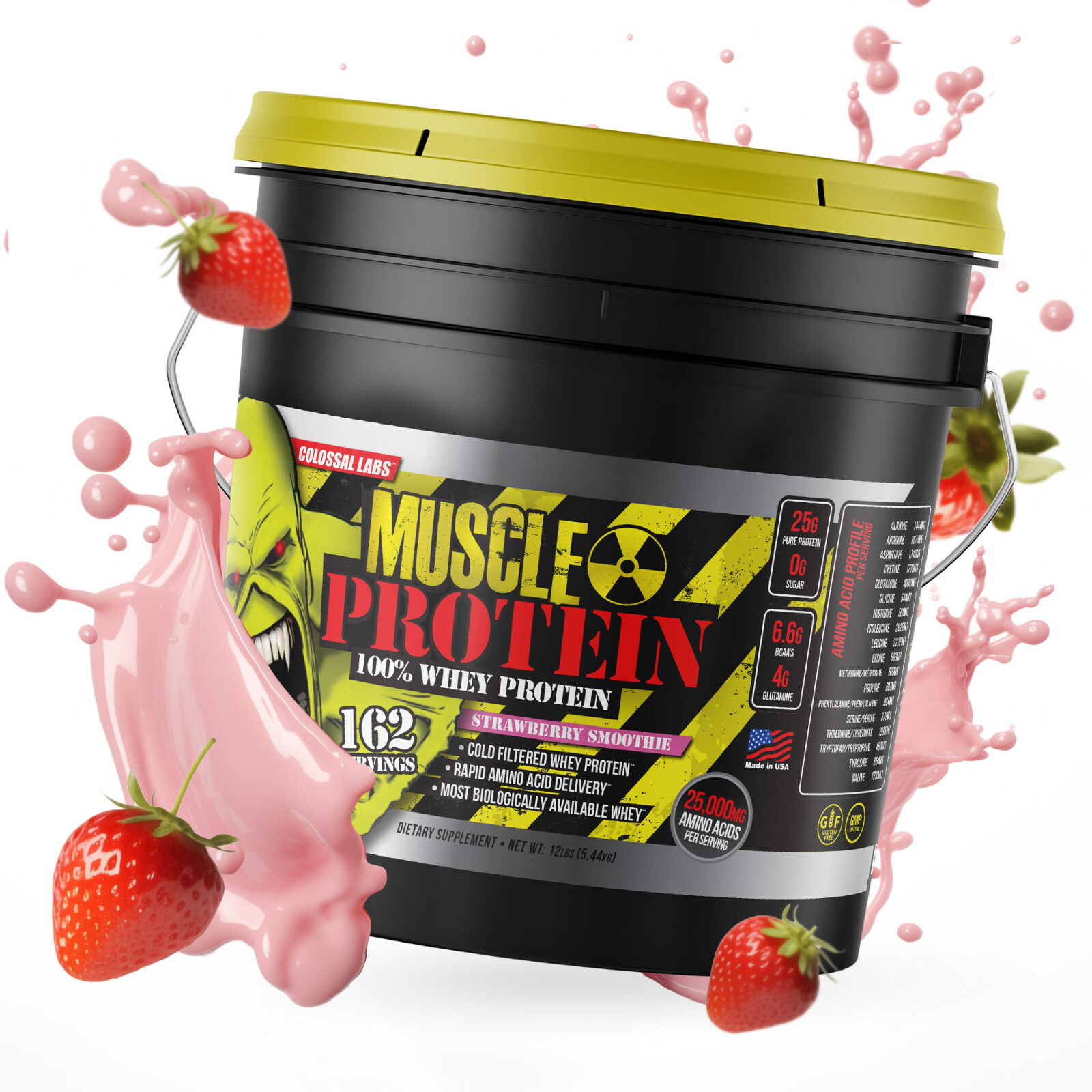 Whey Protein Muscle Powder with 25g Protein, 162 Servings, 12LB,