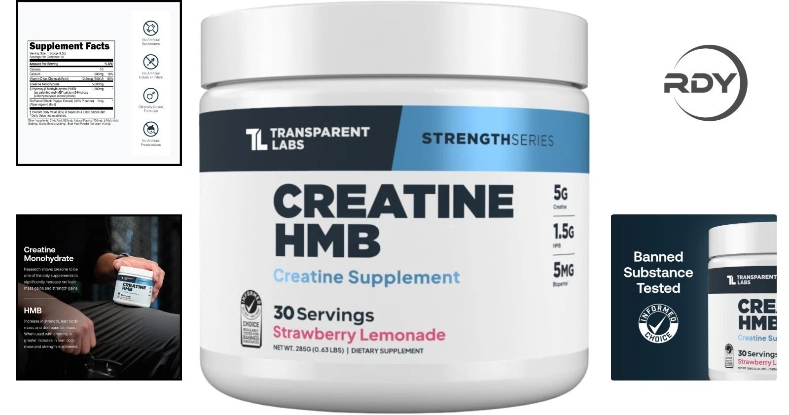 Strawberry Lemonade Creatine HMB – Proven Formula for Muscle Growth, 30 Servings