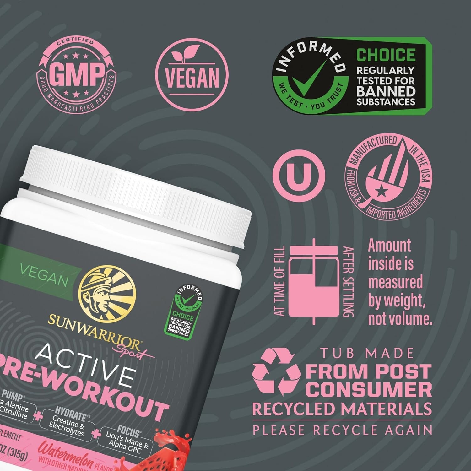 Sunwarrior Pre Workout Powder Energy Drink Supplement Clean Vegan Plant-Based