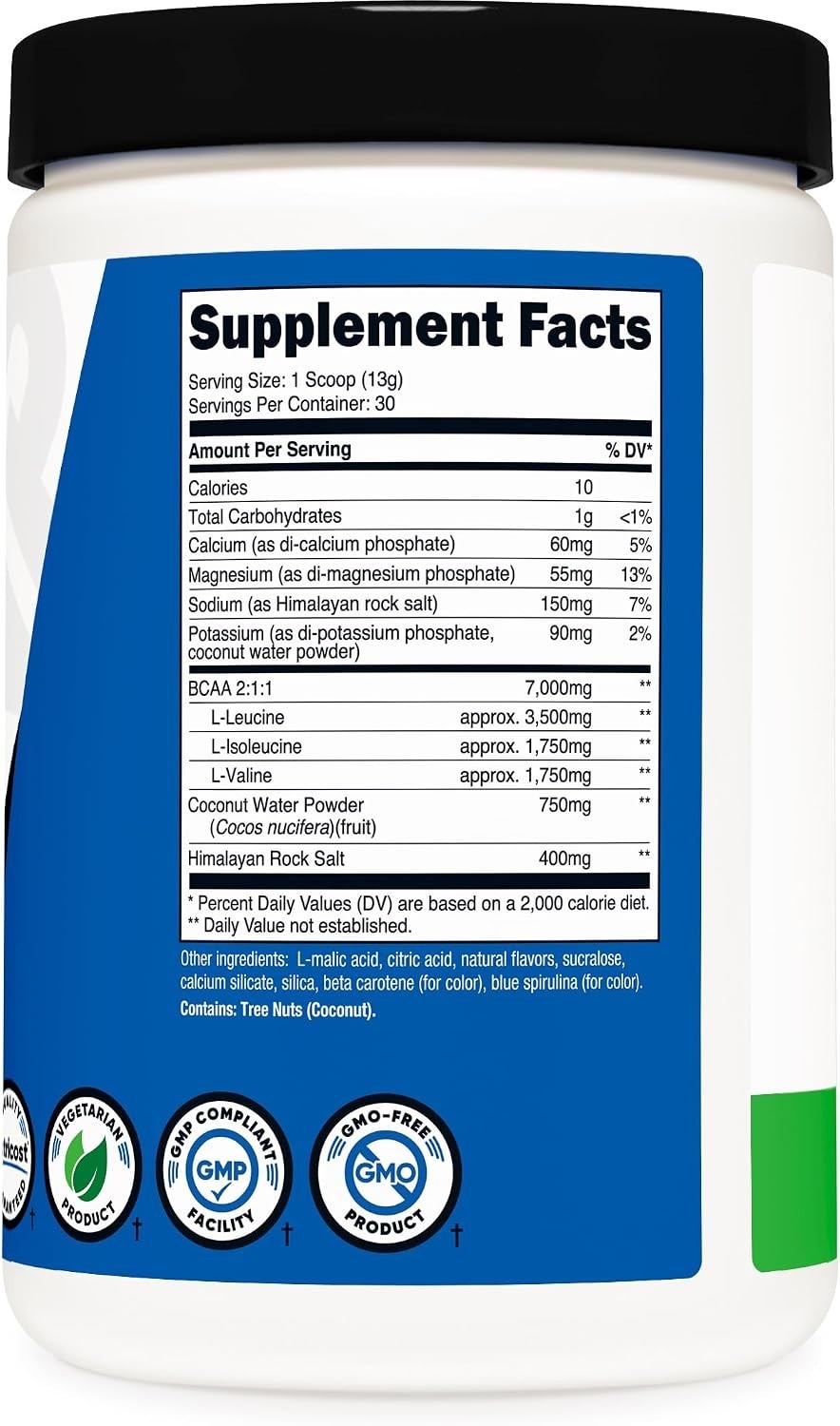 Nutricost BCAA+ Hydration Powder (Green Apple) 30 Servings