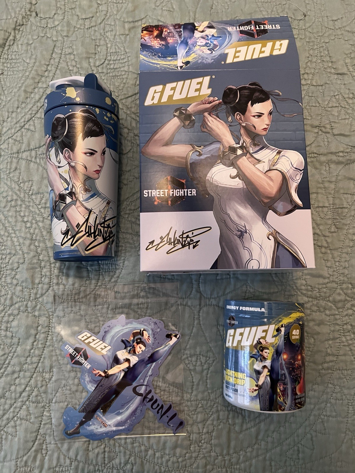 G Fuel Street Fighter Chun-Li Lightning Kick Drip Collector’s Box Tub Shaker Cup