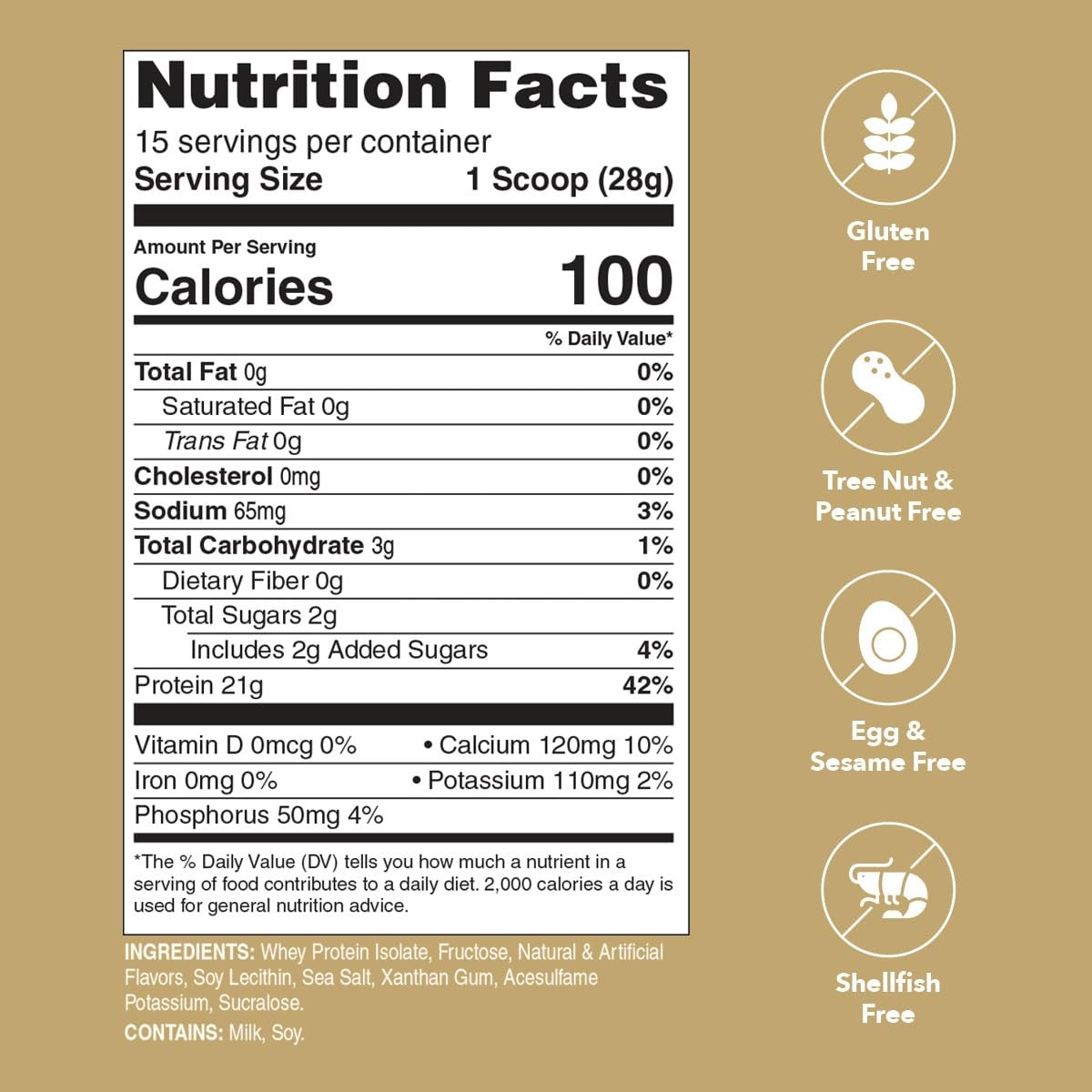 Unjury Whey Protein Powder | Vanilla | 21g 100% 14.8 Ounce (Pack of 1)