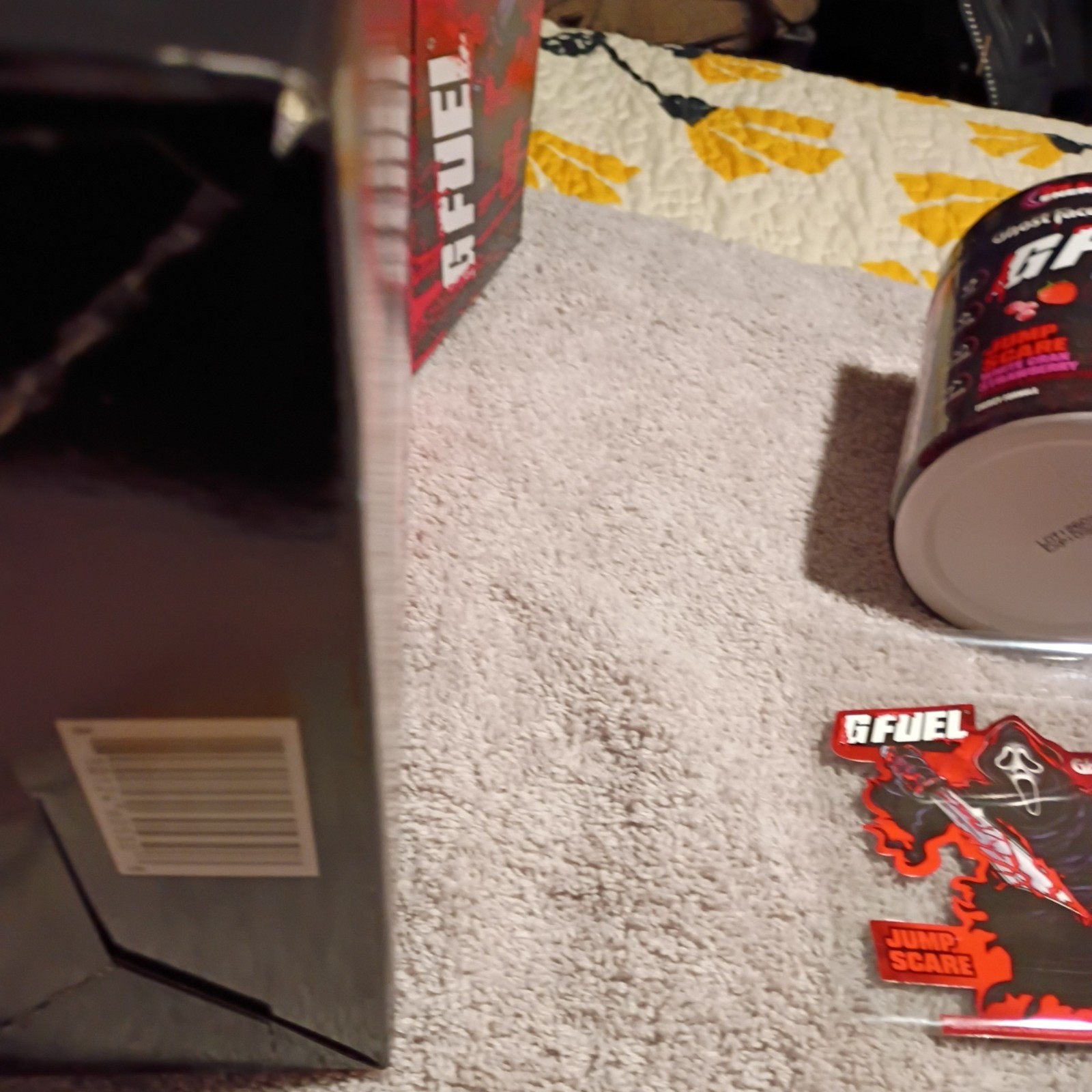 G Fuel Scream Ghost Face Jump Scare Collector’s Box Tub Metal Shaker Cup Sticker