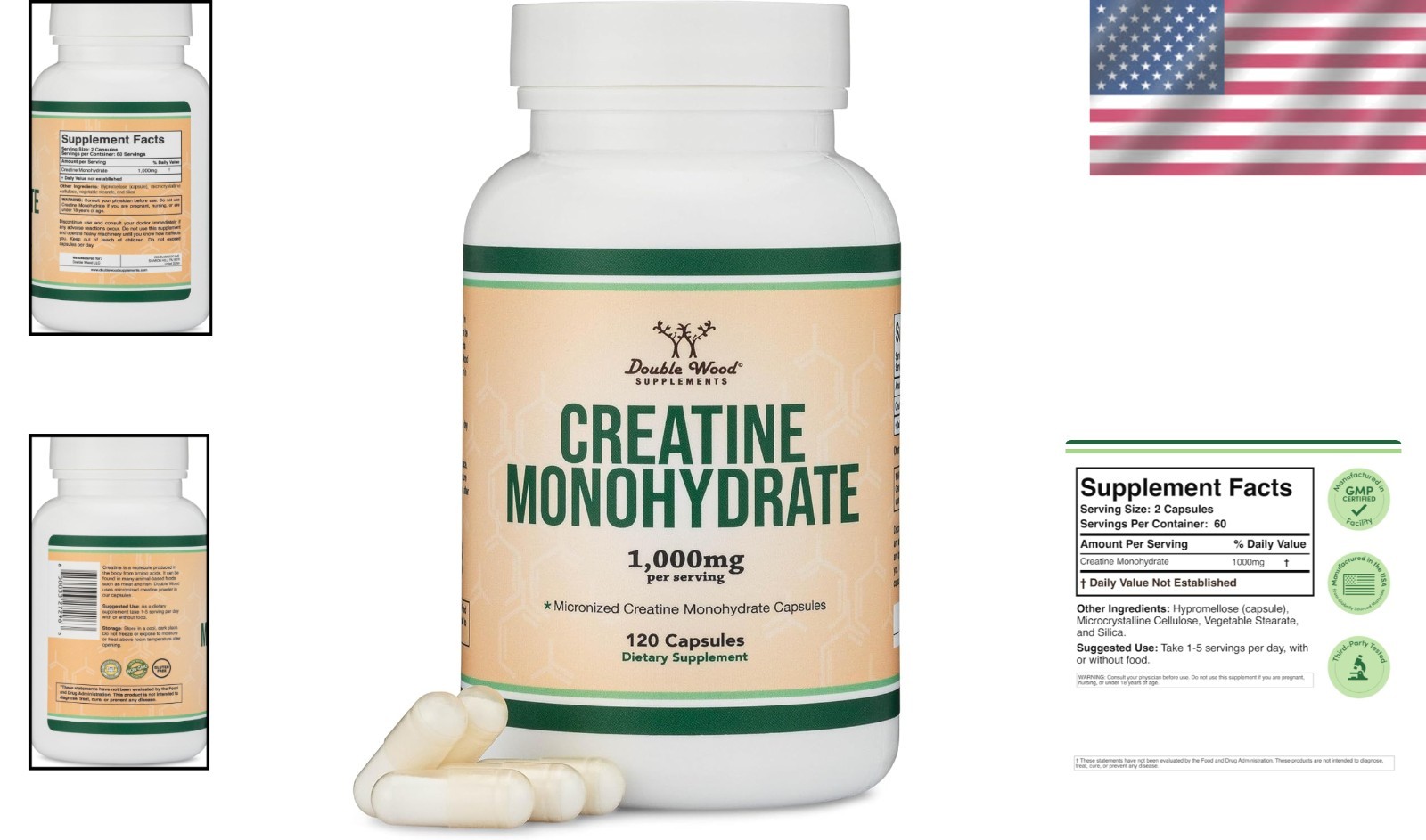 120 Count Creatine Monohydrate Capsules – No Fillers, Non-GMO Power Boost