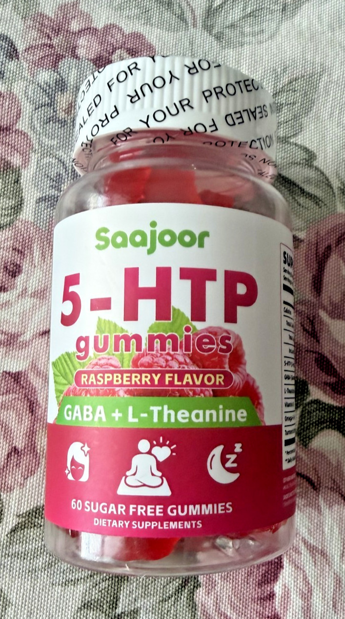 Saajoor 5-HTP 300mg Gummies with GABA+L-Theanine & Vitamin D3, Circadian Support