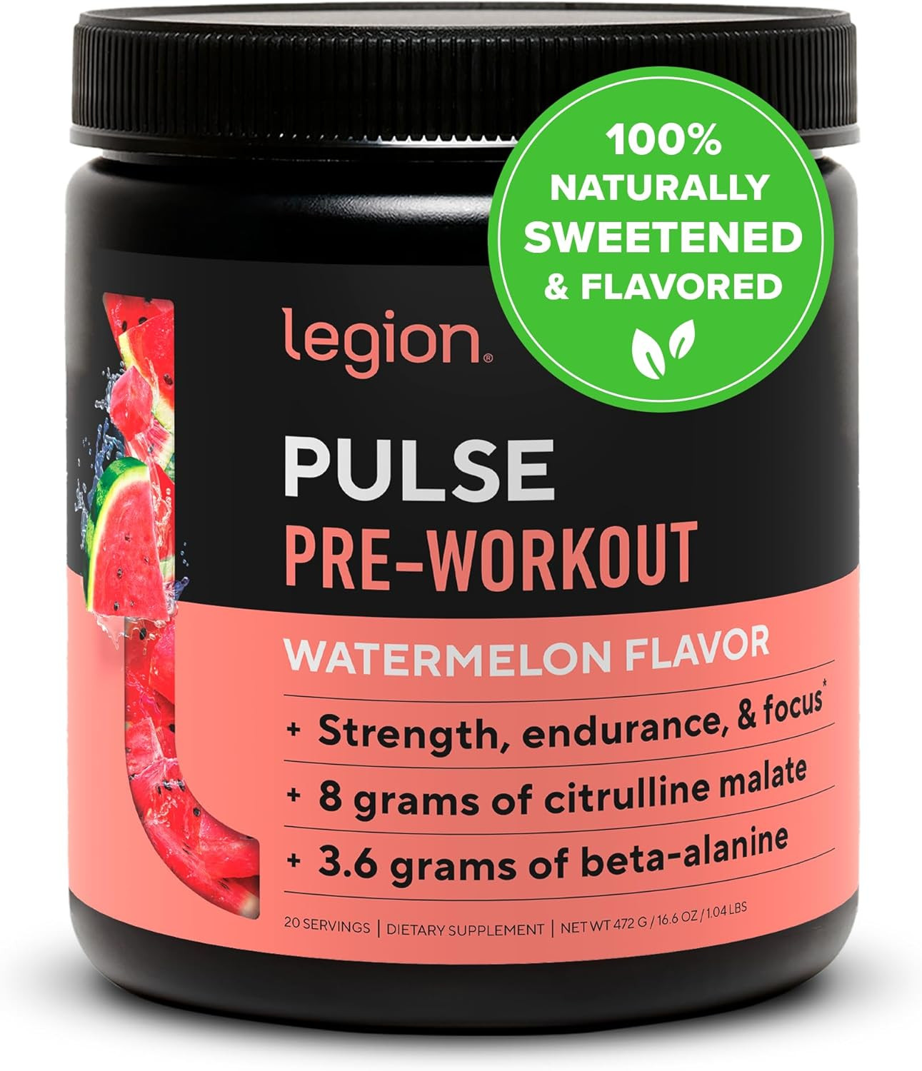 Legion Nitric Oxide Preworkout Drink, Watermelon – Creatine Free