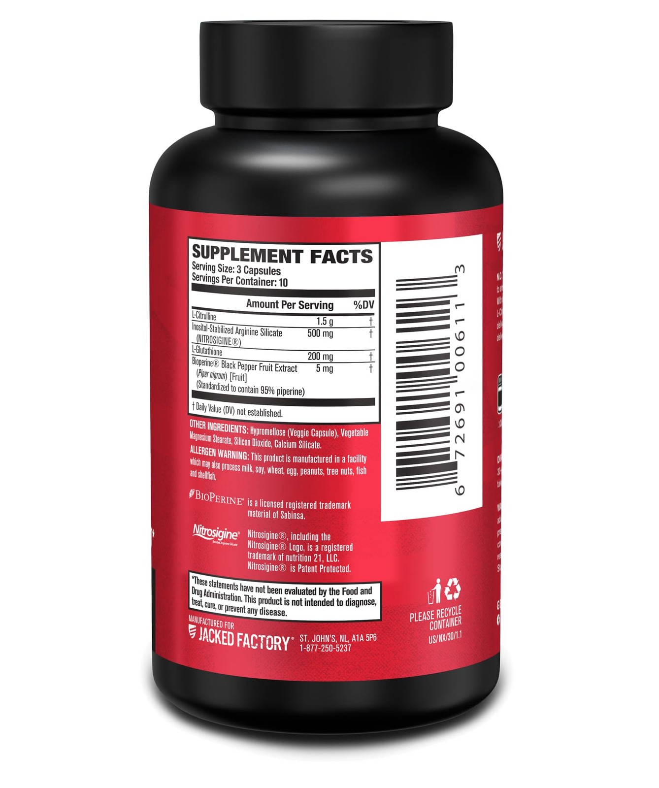 Jacked Factory N.O. XT Nitric Oxide Supplements for Men 30 Count (Pack of 1)