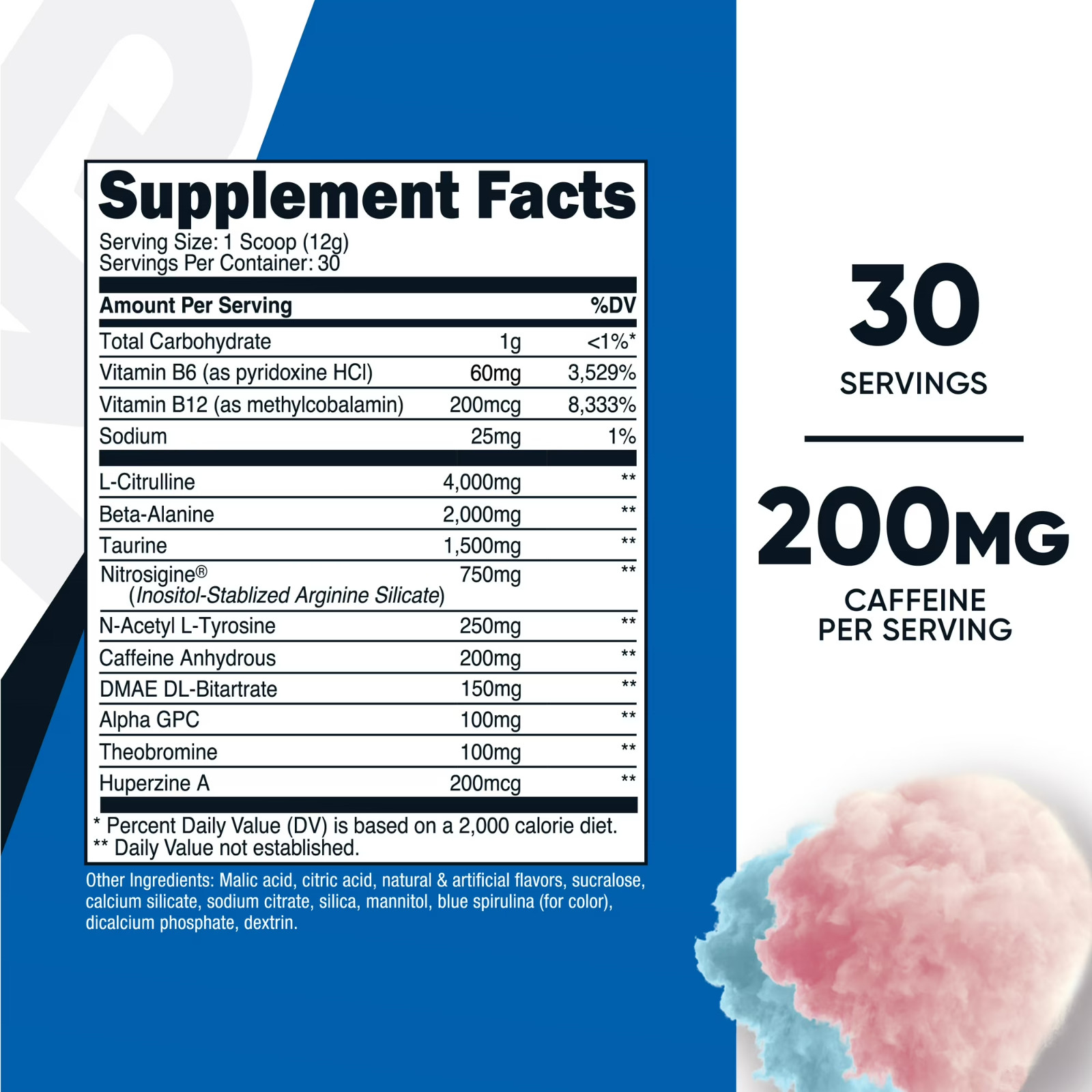 Nutricost Pre-Workout Powder Cotton Candy 30 Servings Non-GMO Gluten-Free