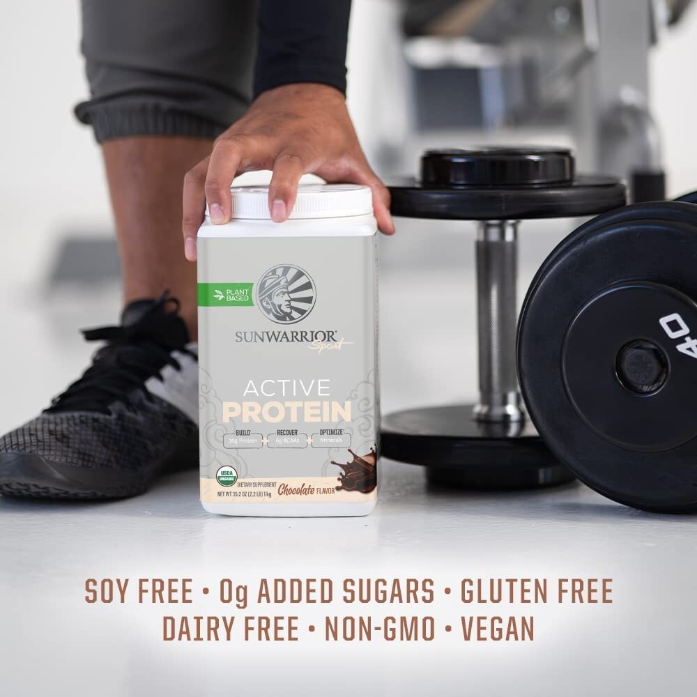 Sunwarrior Pre & Post Workout Active Protein Vegan – Chocolate Protein, 2.2 lbs