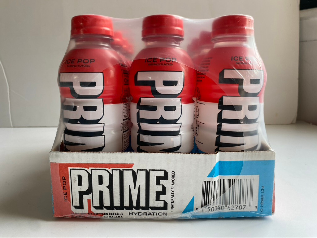 Prime Hydration Drink Flavor Ice Pop Case of 12 Bottles 16.9 oz Each