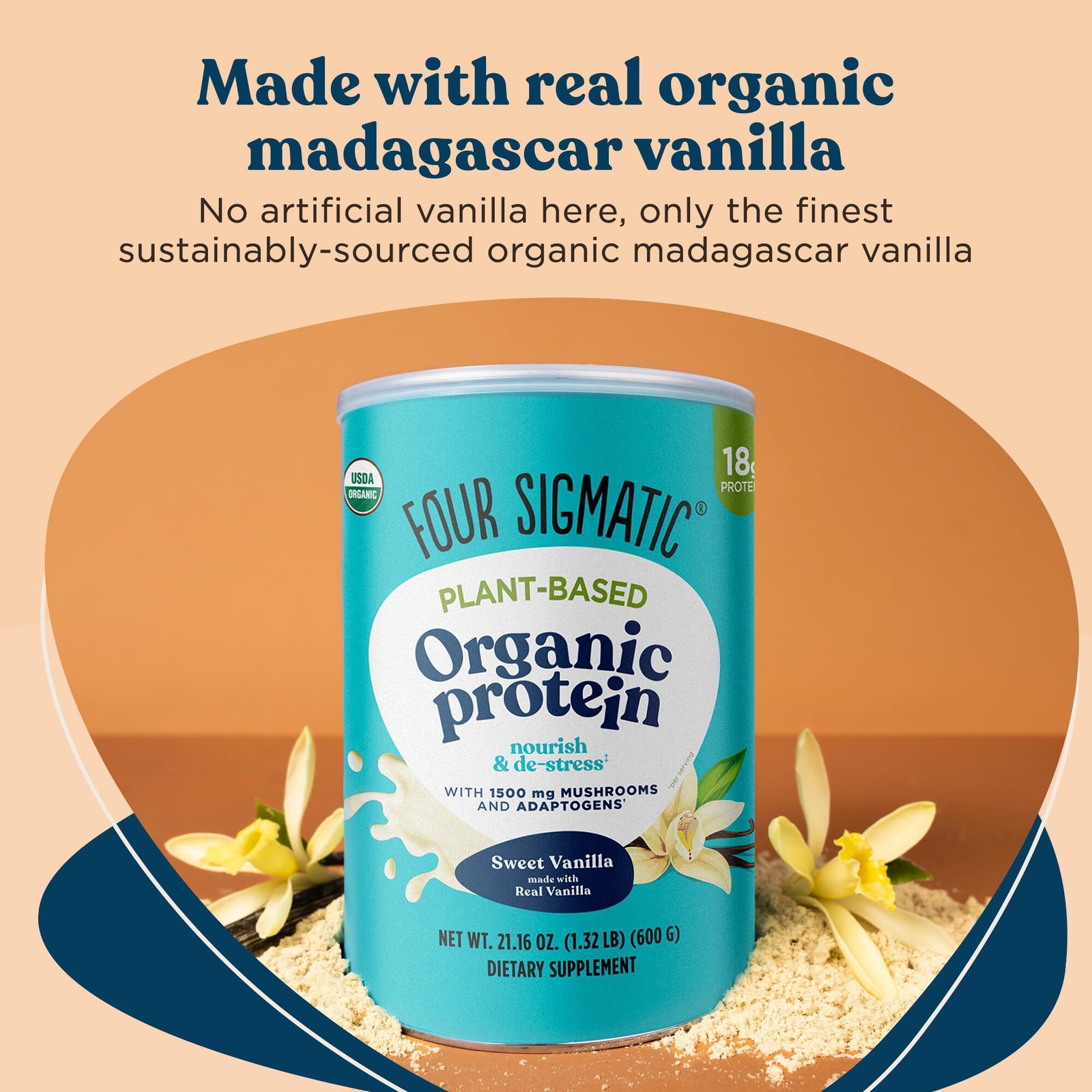 11/26 Four Sigmatic Organic Vegan Protein Powder | 18g Plant-Based Protein per S