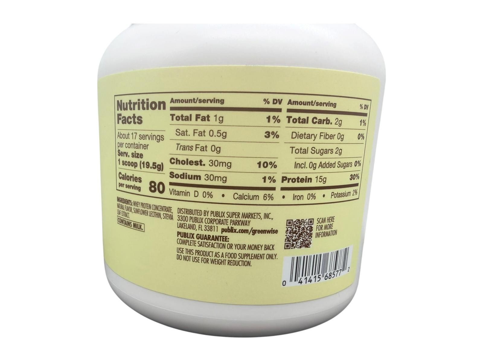 GreenWise Whey Protein Powder Vanilla Gluten Free 11.7 oz 15 g Protein Exp 11/27