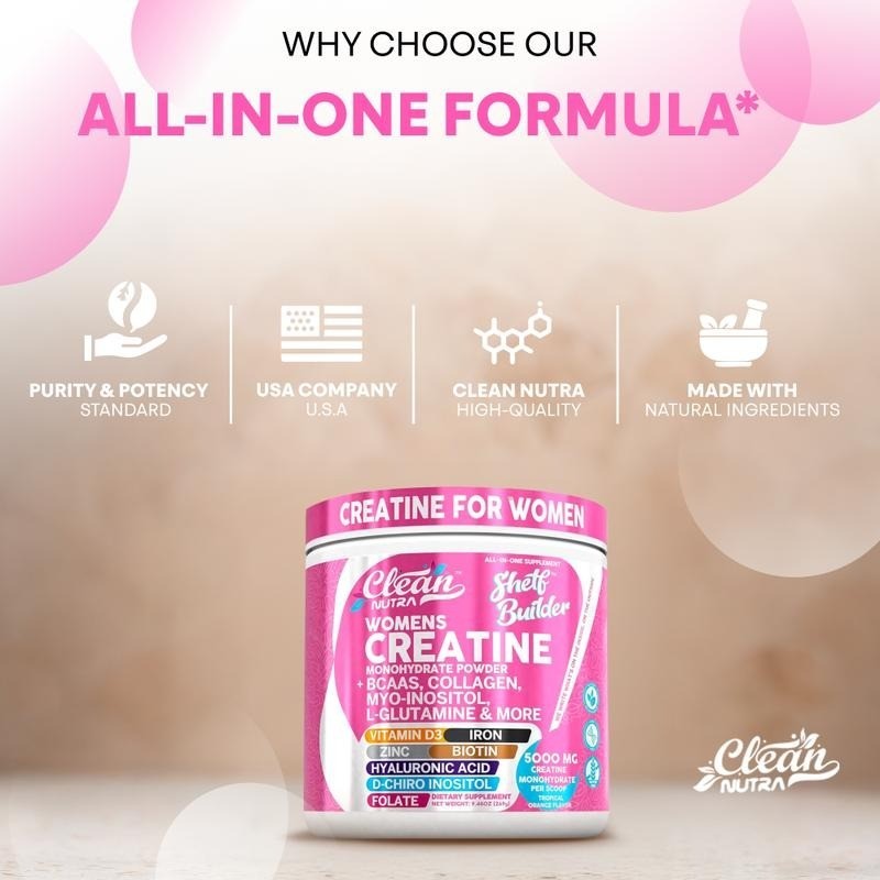 Creatine Monohydrate for Women BCAA Collagen Biotin Skin Hair Support