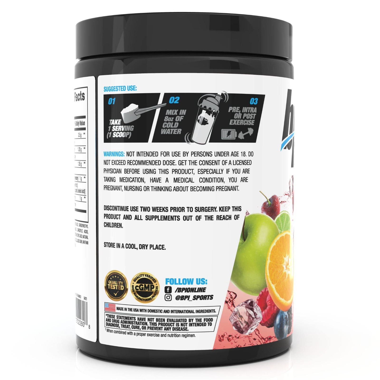 BCAA Amino Acid Powder for Post Workout Recovery & Hydration – Fruit Punch, 125