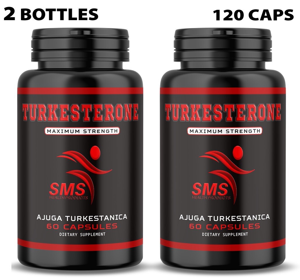 TURKESTERONE 1200mg Ajuga Turkestanica Standardized to 10% 120 Caps 2 Bottles