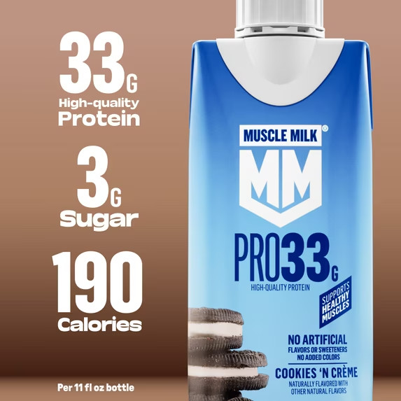 Muscle Milk Pro 33g High Protein Shake Ultra Filtered Milk, Cookies ‘N Crème, 11