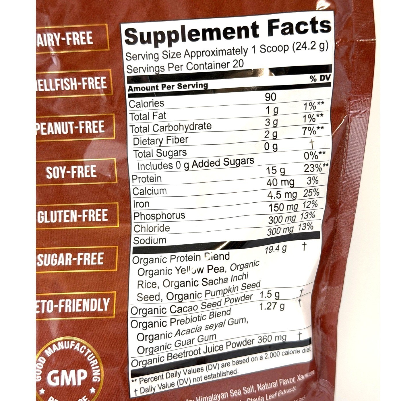 Essential Elements Plant Protein Creamy Chocolate 17oz 20 Servings Vegan Non-GMO