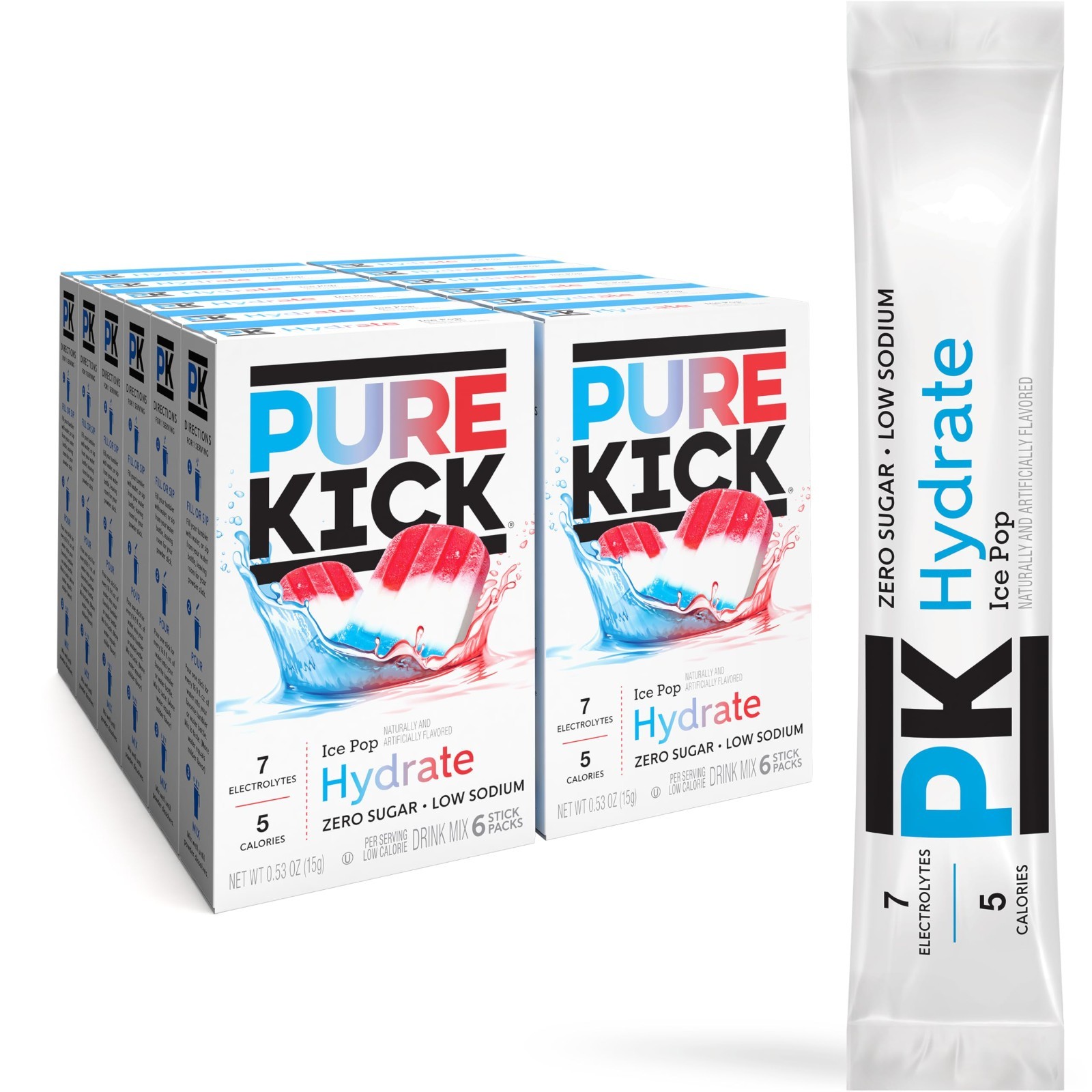 Hydration Drink Mix Singles – Ice Pop Flavor, 72 Packets, 12 Boxes, On-the-Go!