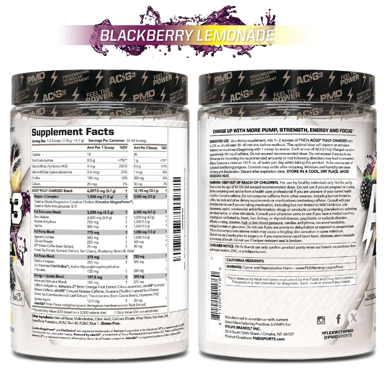 ACG3 Fully Charged– Pre Workout – Drink Mix- Cherry Slush (30-60 Servings)