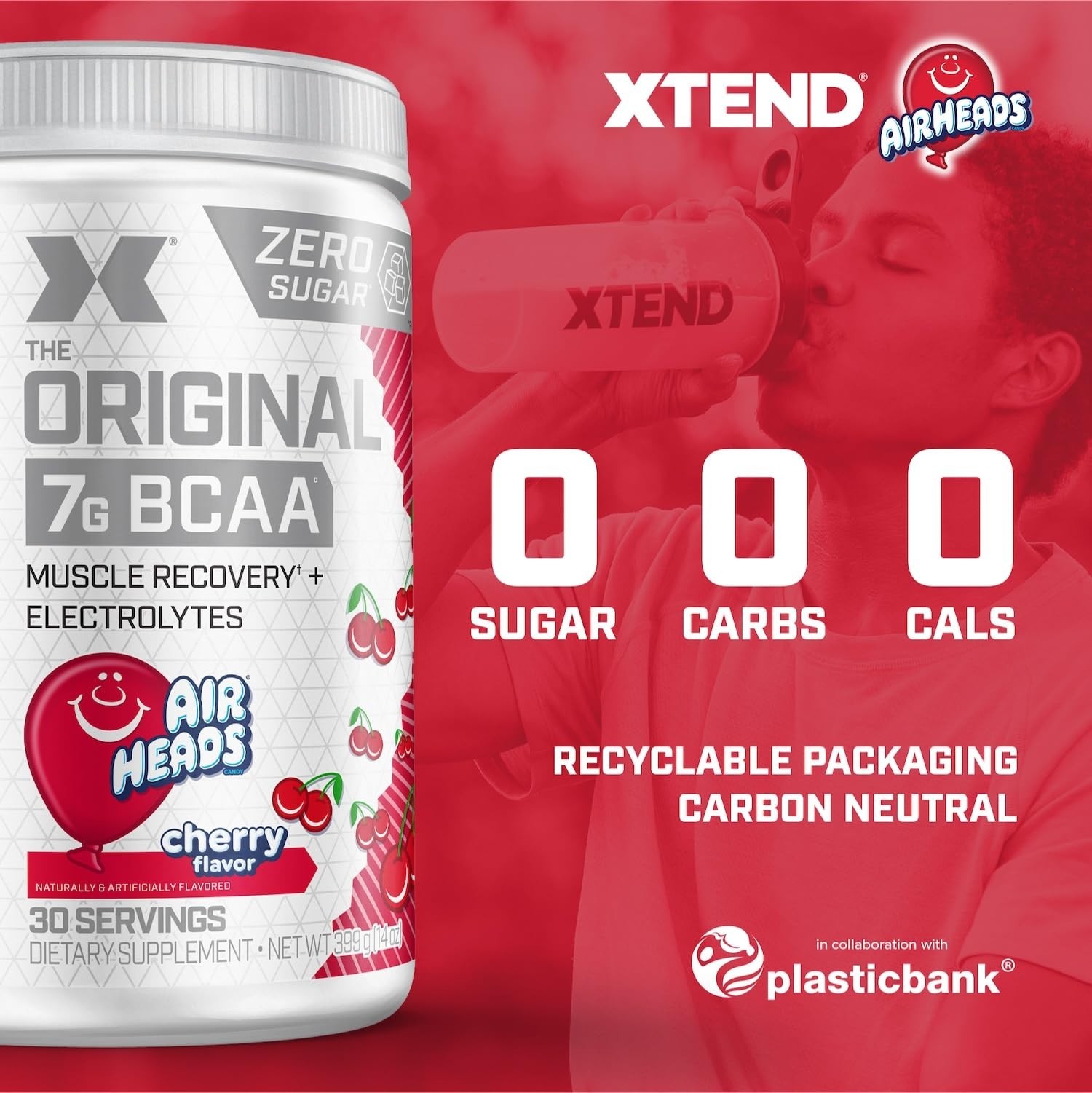 BCAA Powder for Muscle Recovery & Hydration, 7g BCAAs, Sugar-Free, Cherry Flavor
