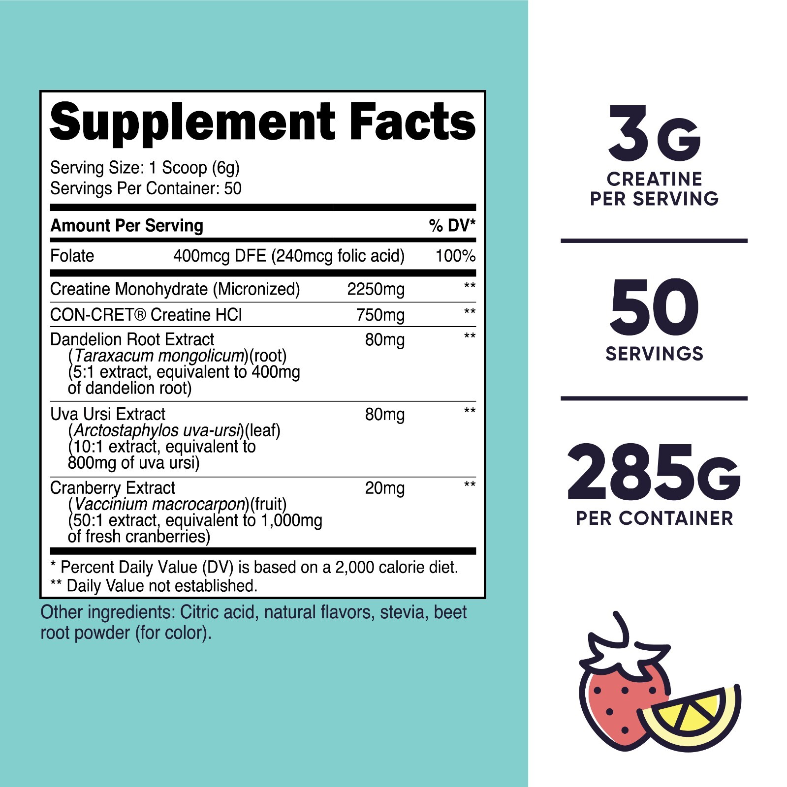 Nutricost Creatine Monohydrate Powder for Women Strawberry Lemonade, 50 Servings